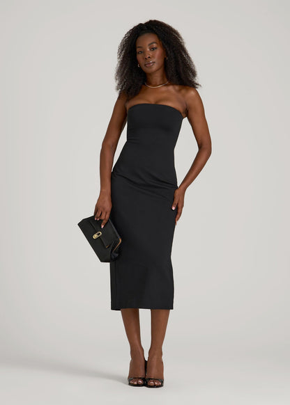 American Tall Women Soft Flex Ponte Fitted Bustier Dress for Tall Women in Black