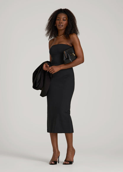 American Tall Women Soft Flex Ponte Fitted Bustier Dress for Tall Women in Black