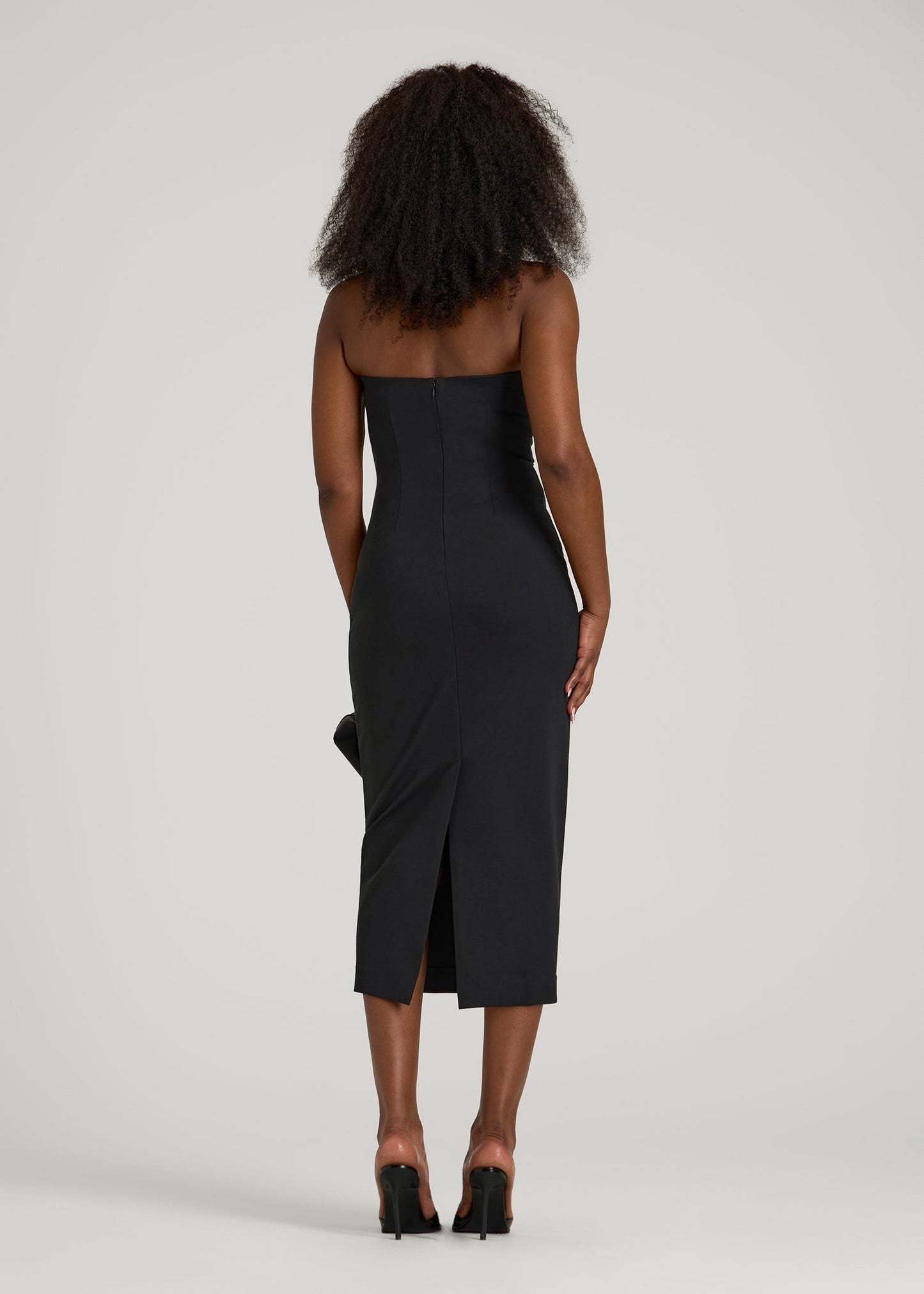 American Tall Women Soft Flex Ponte Fitted Bustier Dress for Tall Women in Black