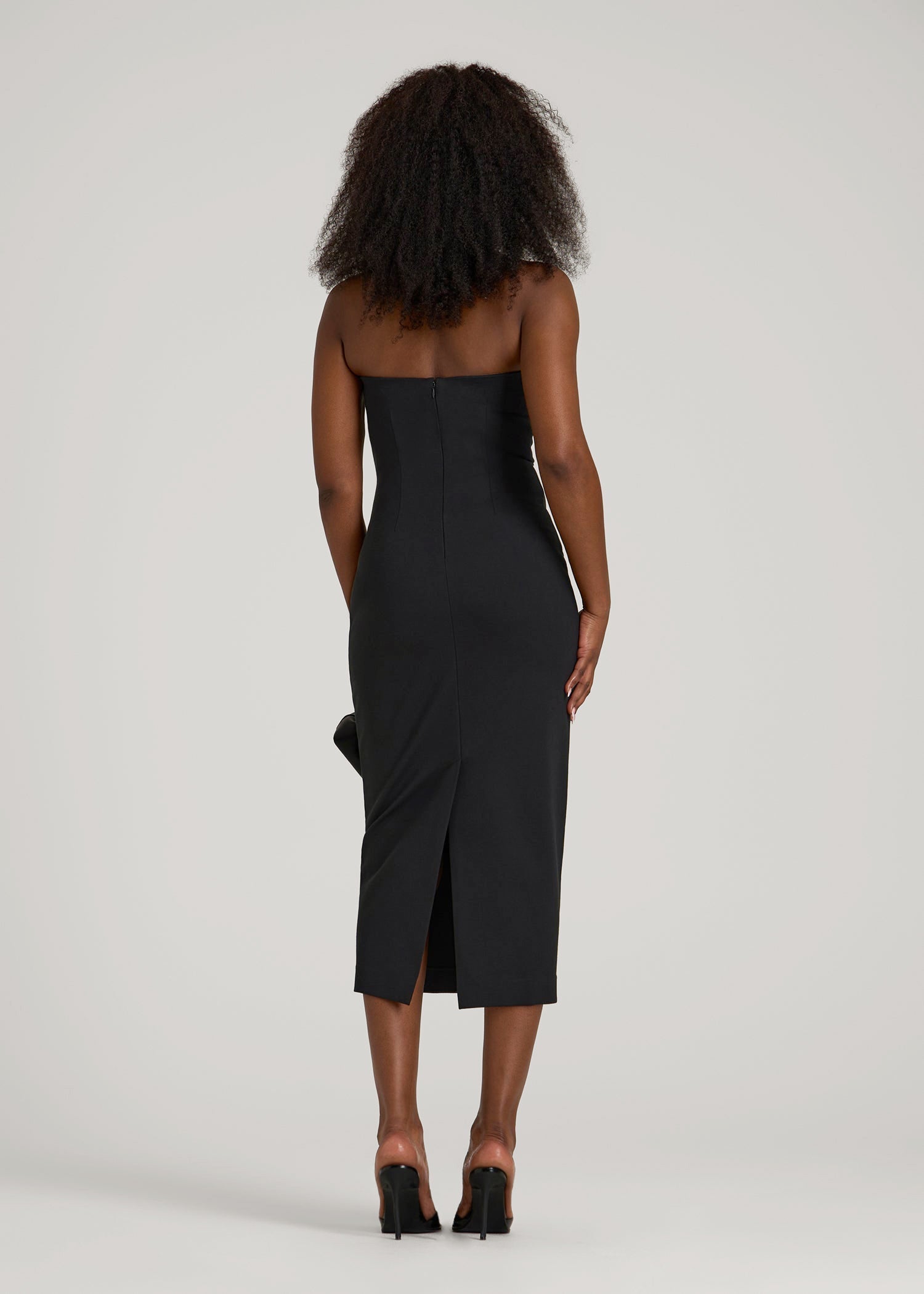 American Tall Women Soft Flex Ponte Fitted Bustier Dress for Tall Women in Black