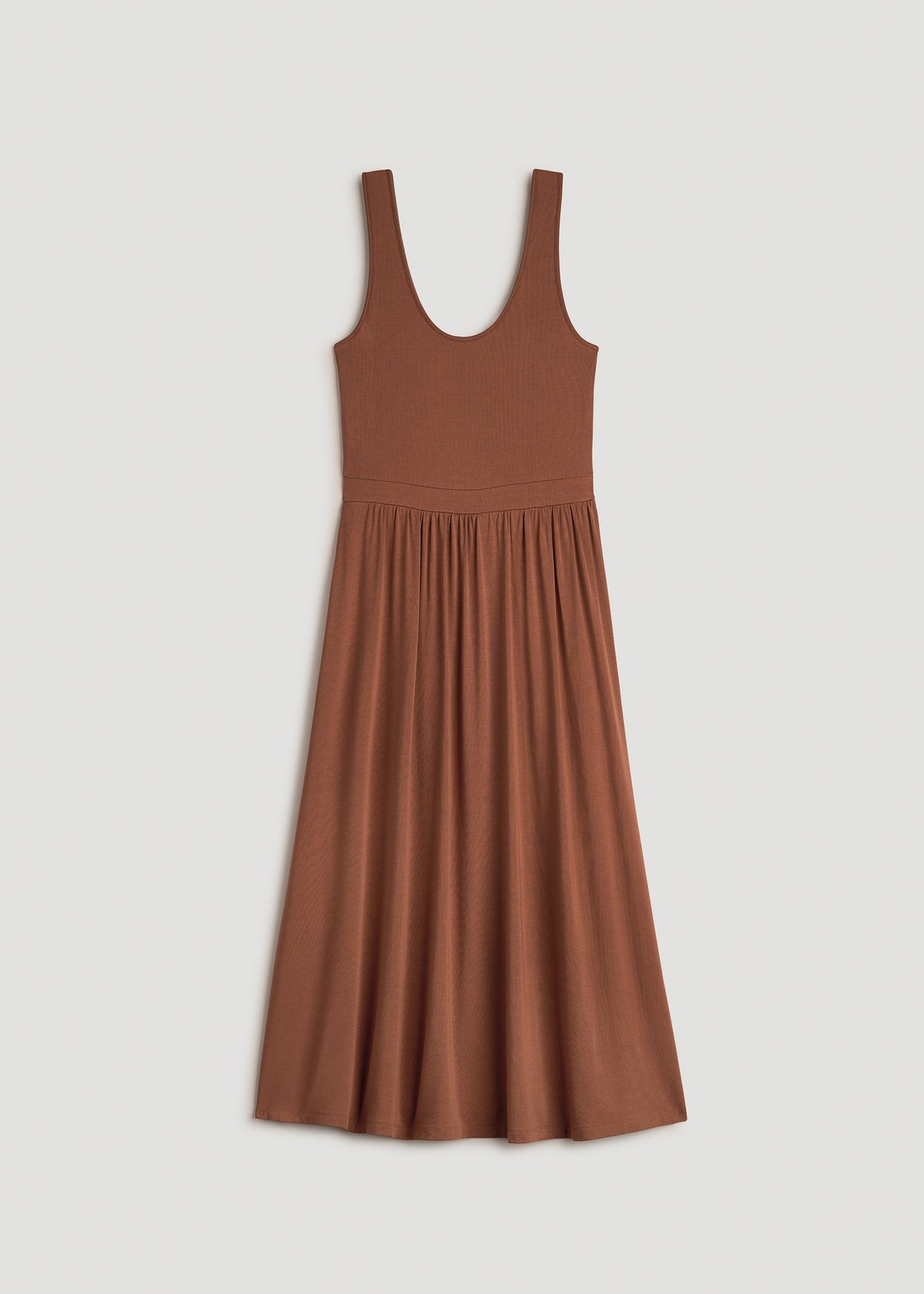 American Tall Women|Men Jersey Tank Dress with Pockets for Tall Women in Clay Brown