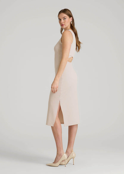 American Tall Women|Men Midi Cross Back Sleeveless Dress for Tall Women in Shell