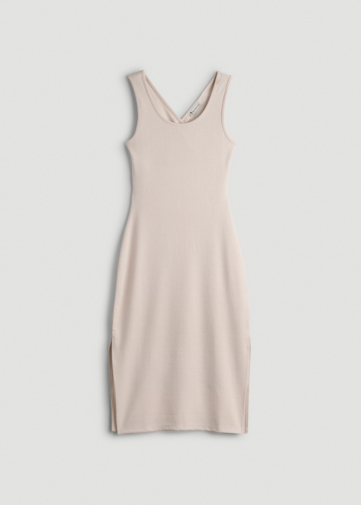 American Tall Women|Men Midi Cross Back Sleeveless Dress for Tall Women in Shell