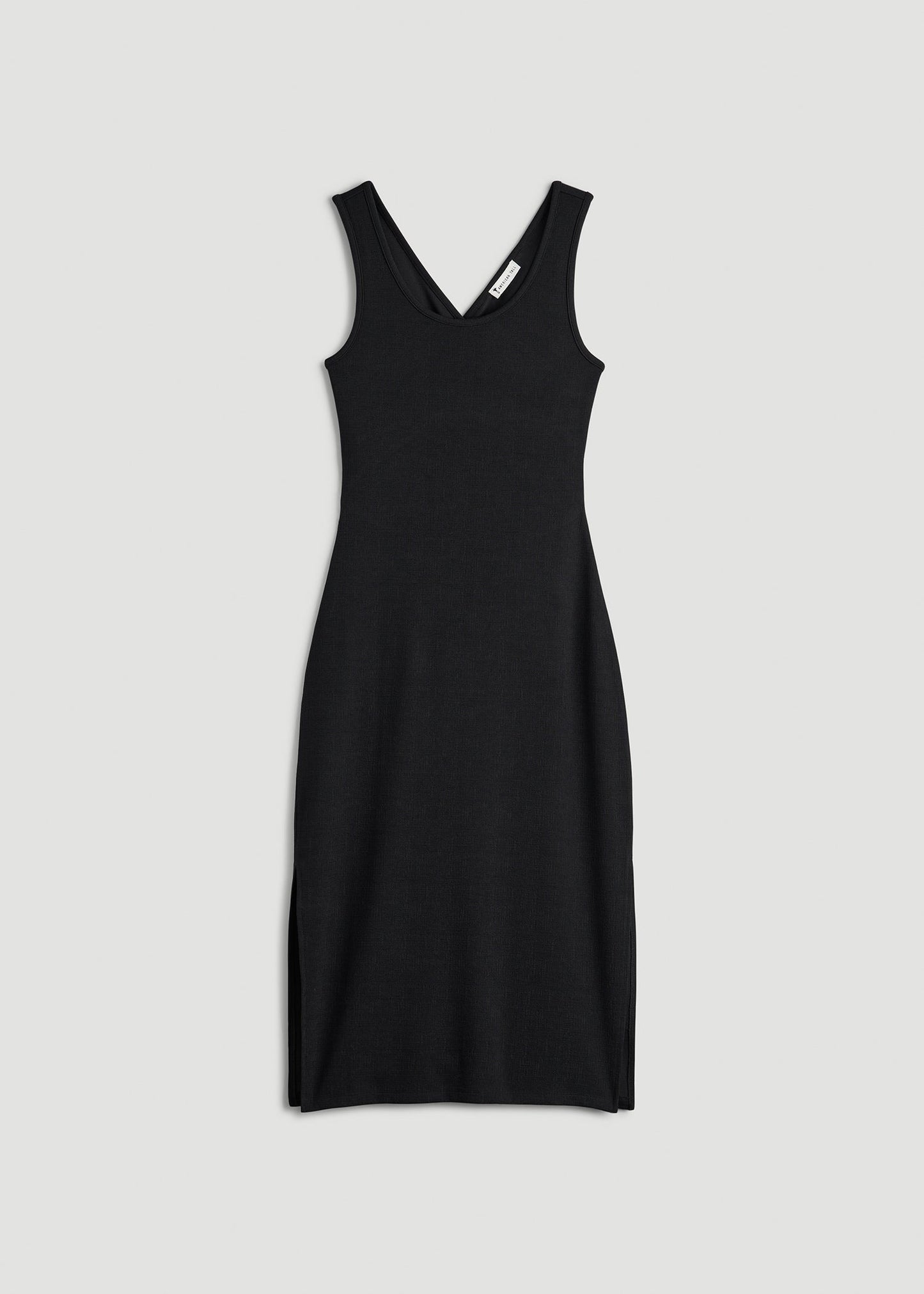 American Tall Women Midi Cross Back Sleeveless Dress for Tall Women in Black