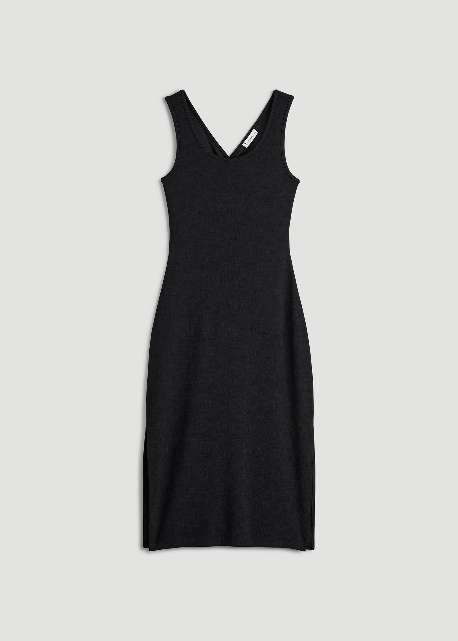 American Tall Women Midi Cross Back Sleeveless Dress for Tall Women in Black