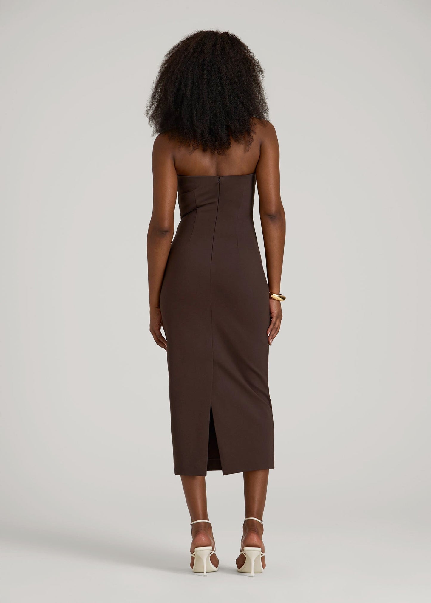 American Tall Women Soft Flex Ponte Fitted Bustier Dress for Tall Women in Espresso