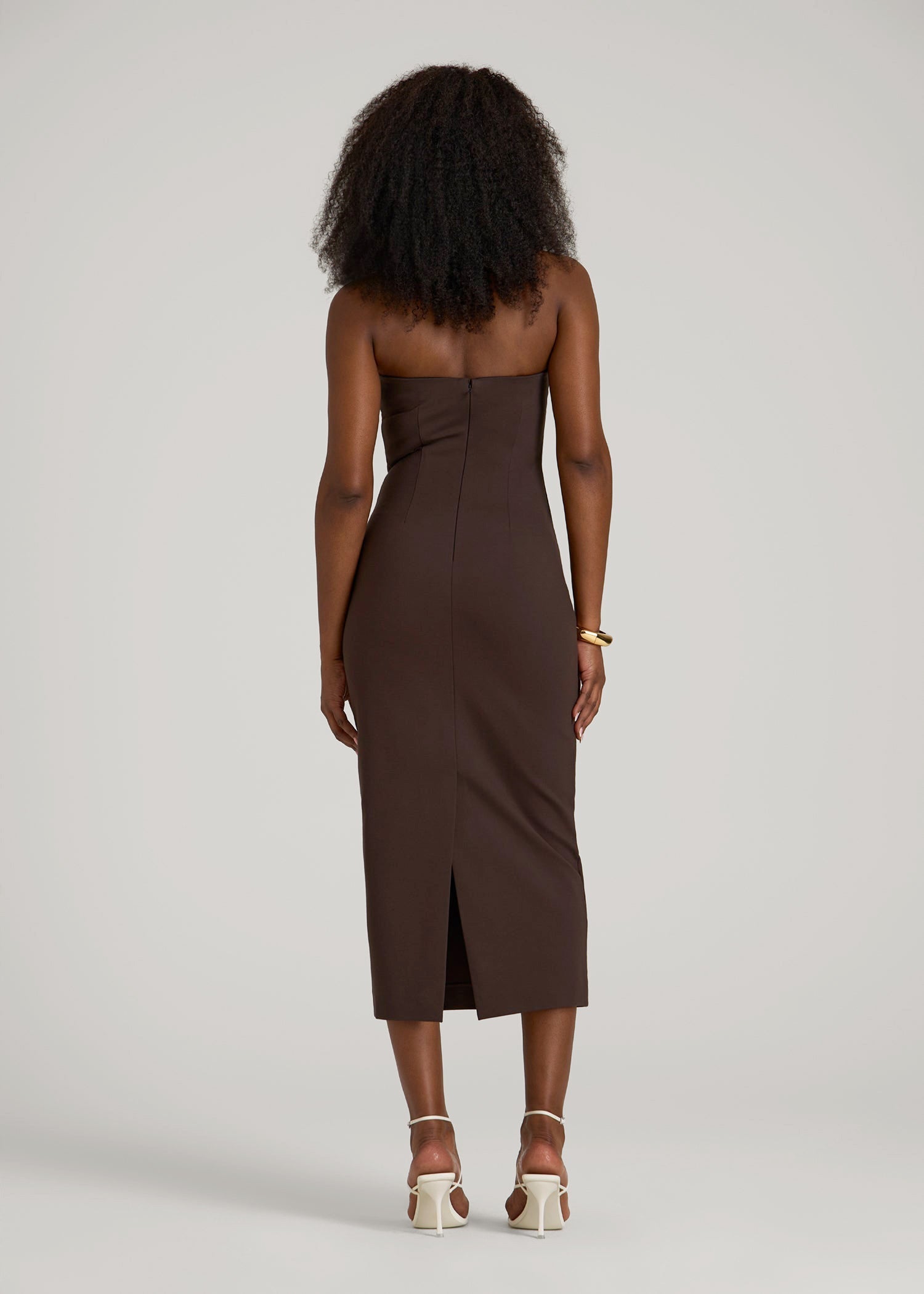American Tall Women Soft Flex Ponte Fitted Bustier Dress for Tall Women in Espresso