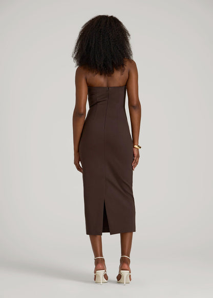 American Tall Women Soft Flex Ponte Fitted Bustier Dress for Tall Women in Espresso