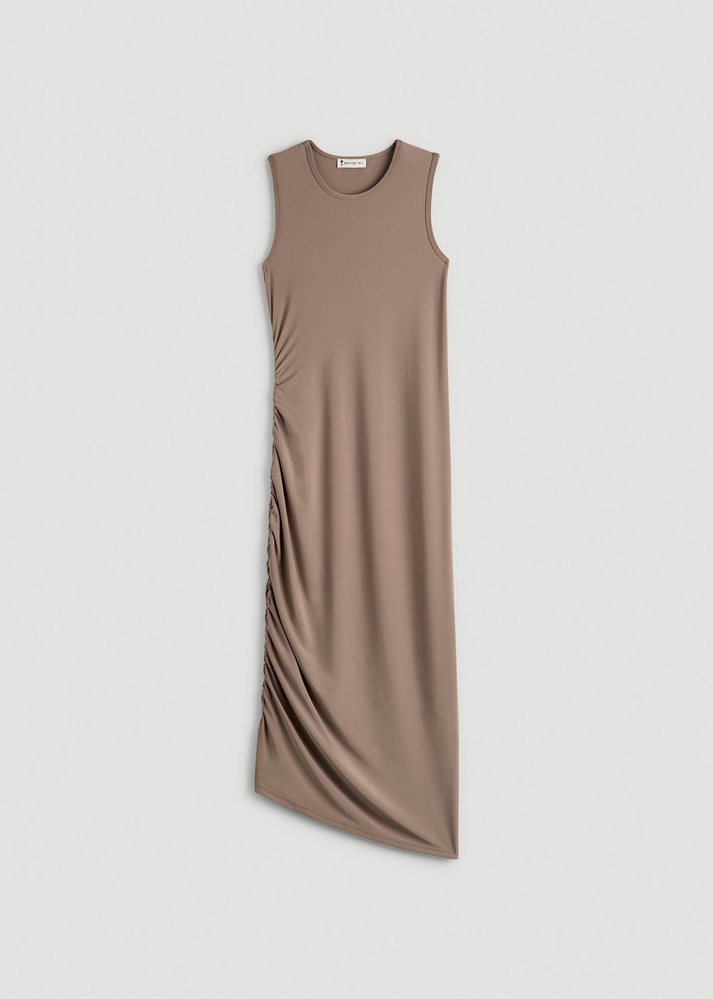 American Tall Women|Men Ruched Jersey Midi Dress for Tall Women in Dark Sand