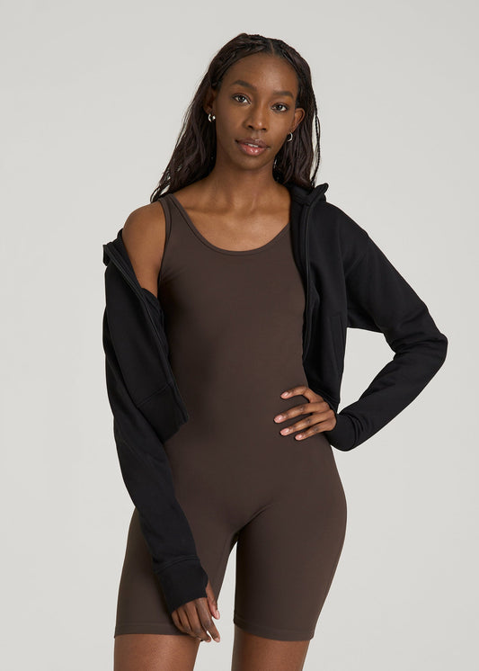 American Tall Women Balance Scoopneck Romper for Tall Women in Espresso