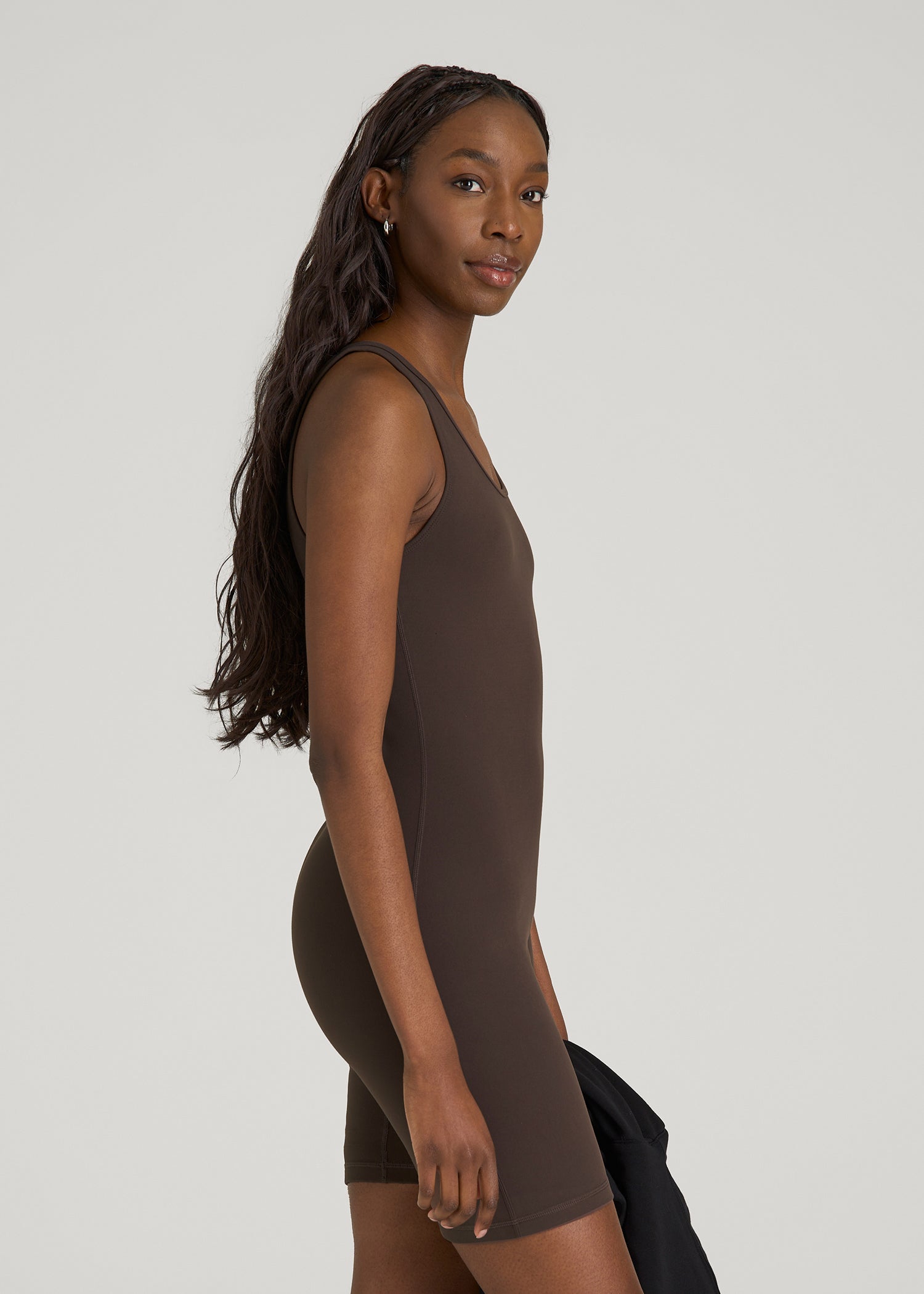 American Tall Women Balance Scoopneck Romper for Tall Women in Espresso