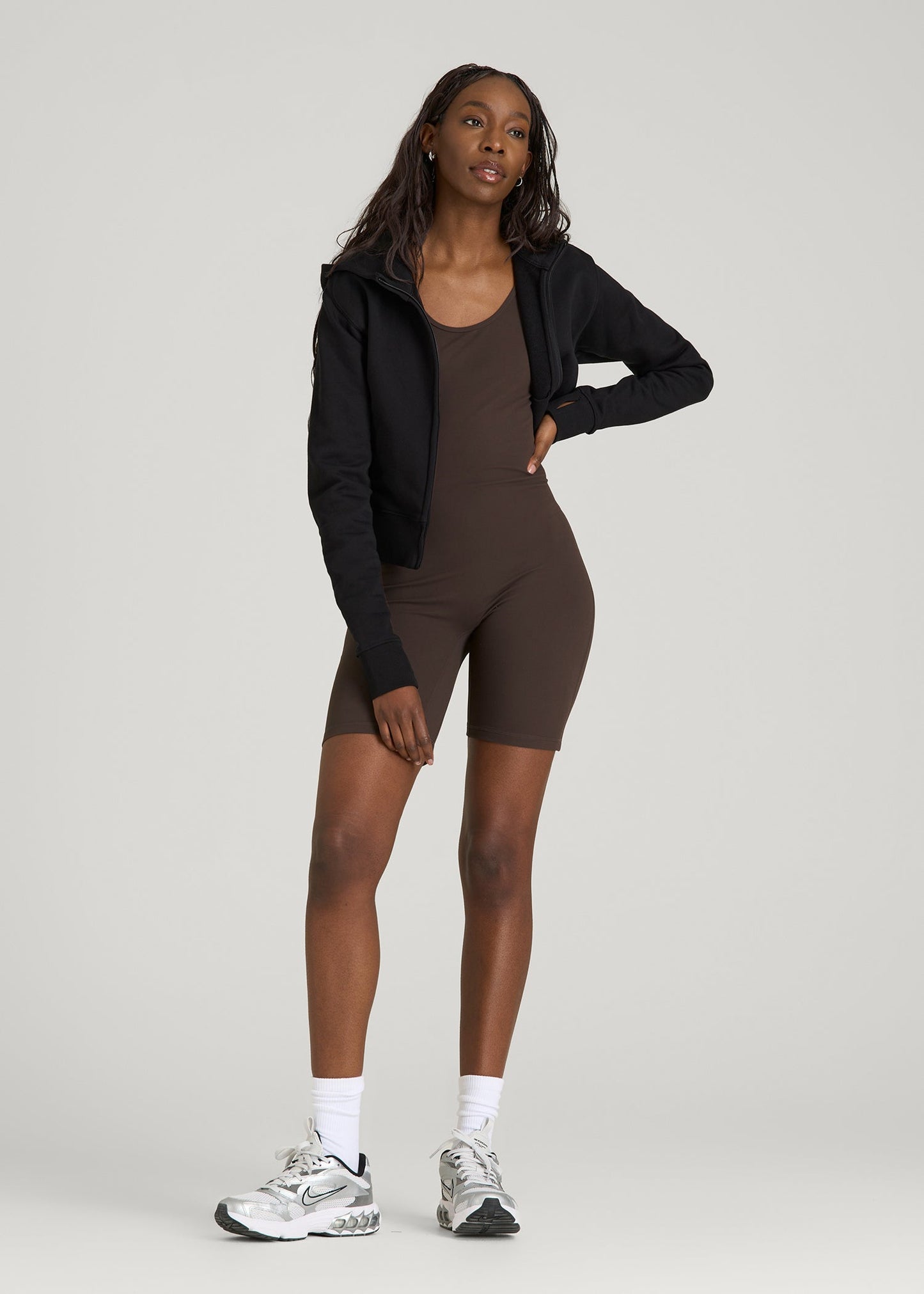 American Tall Women Balance Scoopneck Romper for Tall Women in Espresso