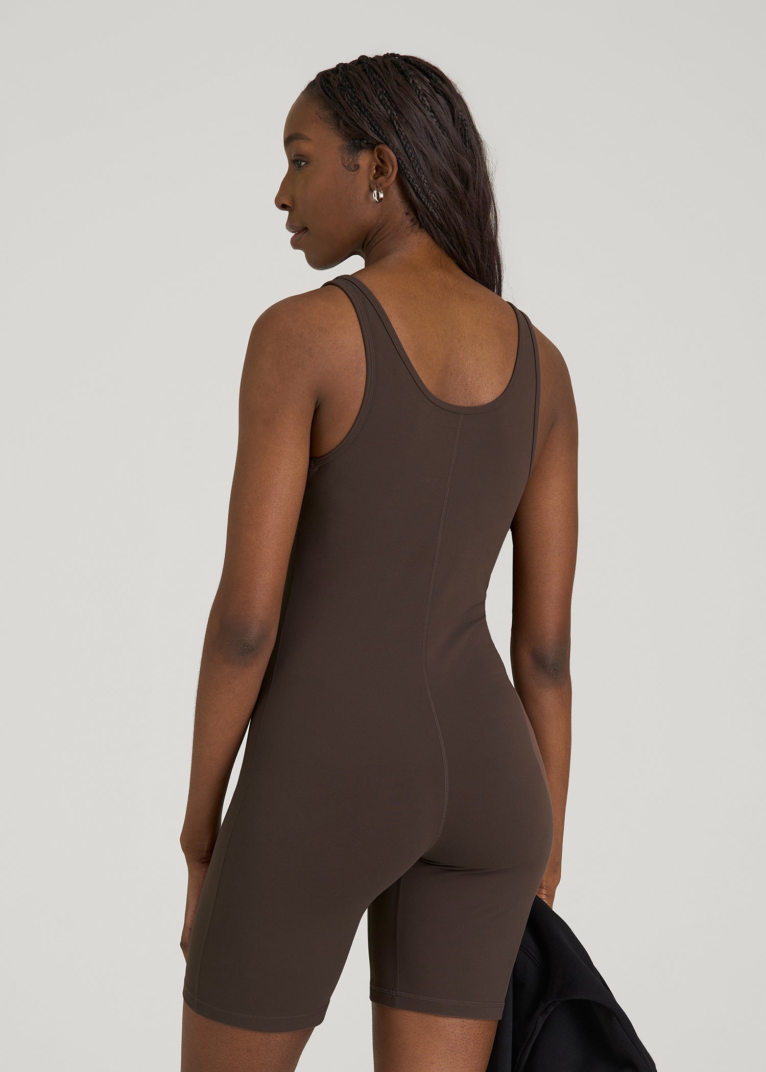 American Tall Women Balance Scoopneck Romper for Tall Women in Espresso