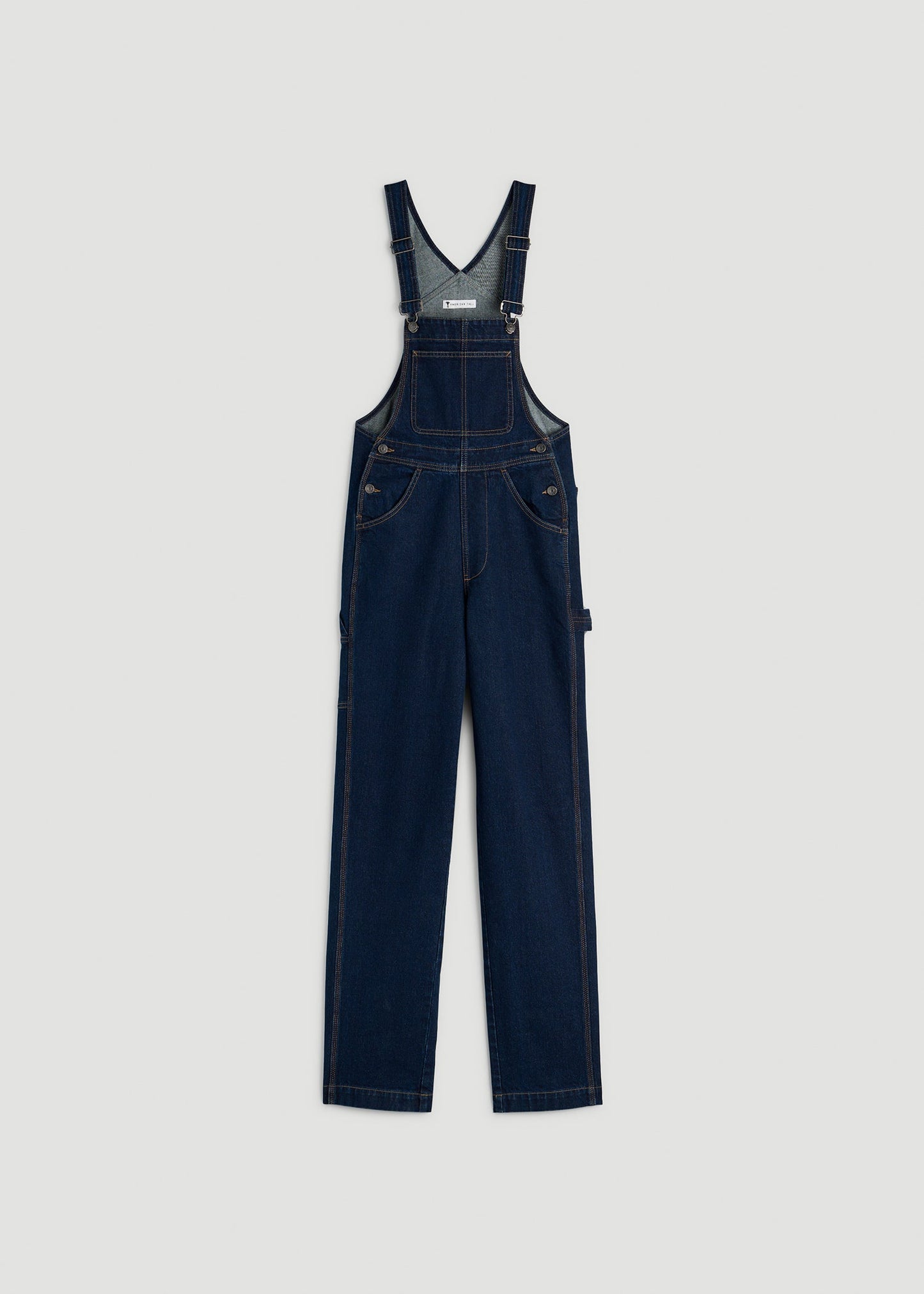 American Tall Women Denim Overalls for Tall Women in Deep Indigo Wash