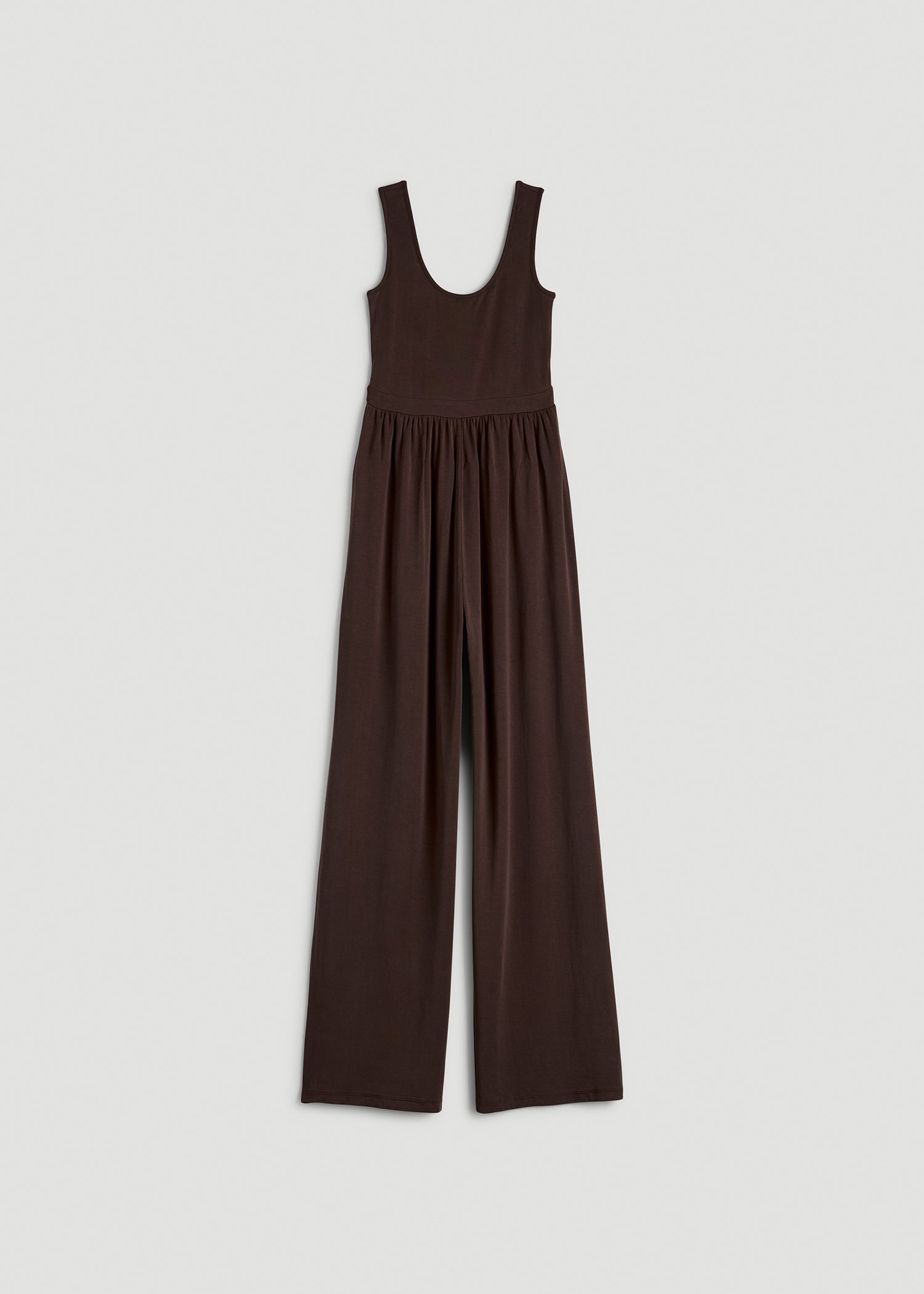 American Tall Women Jersey Tank wide leg jumpsuit with pockets for Tall Women in Espresso