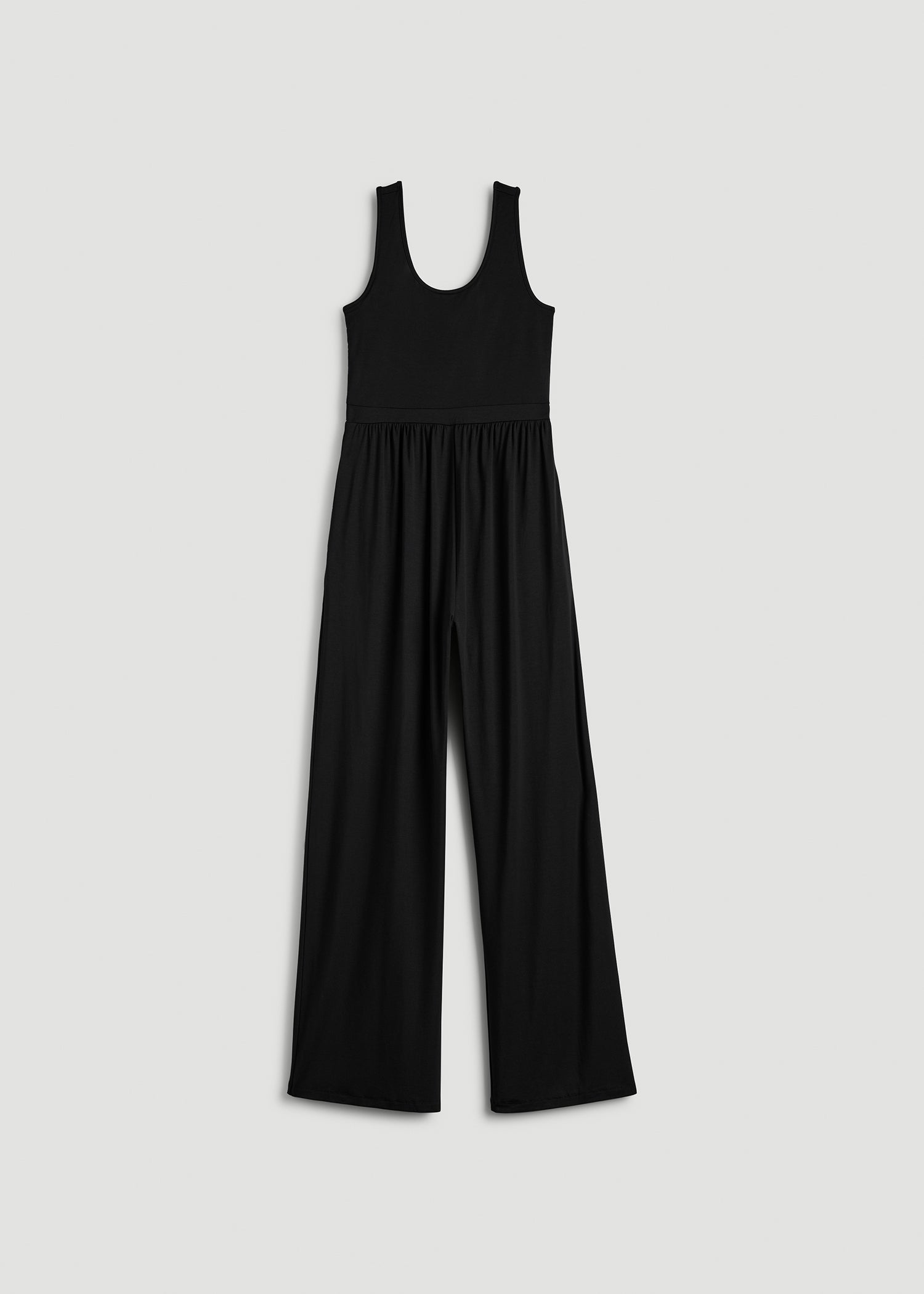 American Tall Women Jersey Tank Wide-Leg Jumpsuit with Pockets for Tall Women in Black