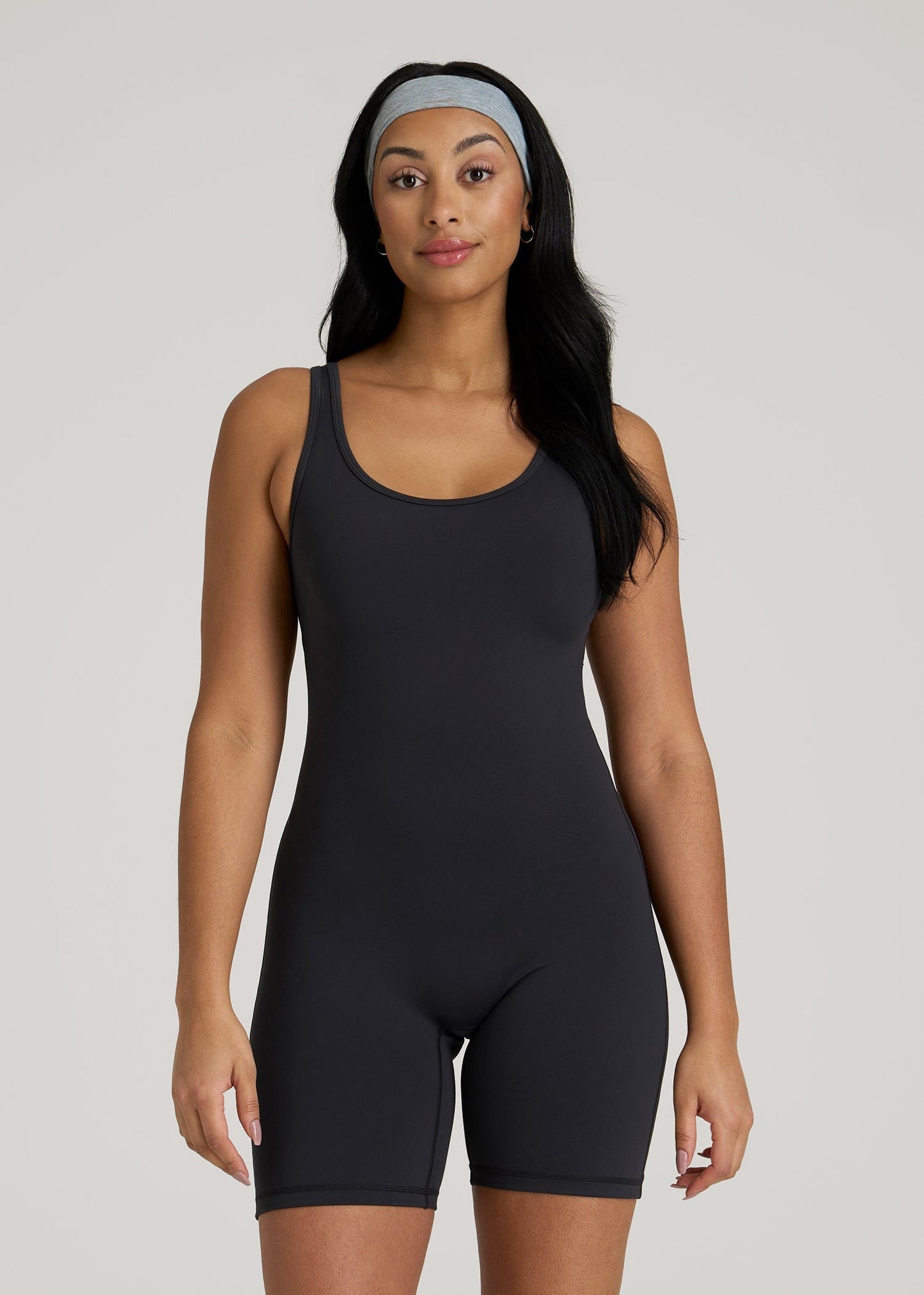 American Tall Women Balance Scoopneck Romper for Tall Women in Black