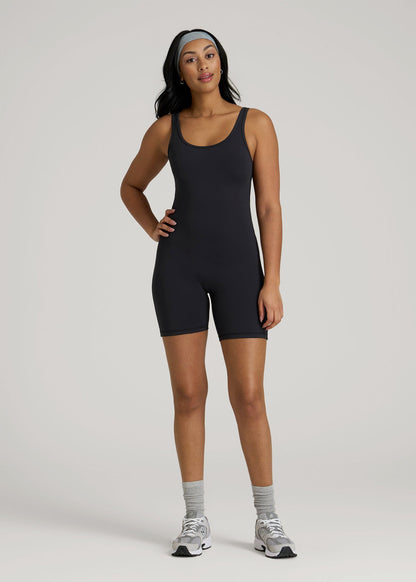 American Tall Women Balance Scoopneck Romper for Tall Women in Black