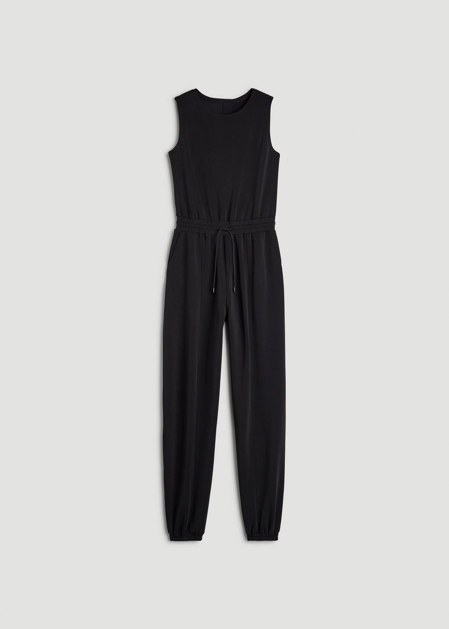 American Tall Women Soft Motion Sleeveless Sweatpant Jumpsuit for Tall Women in Black