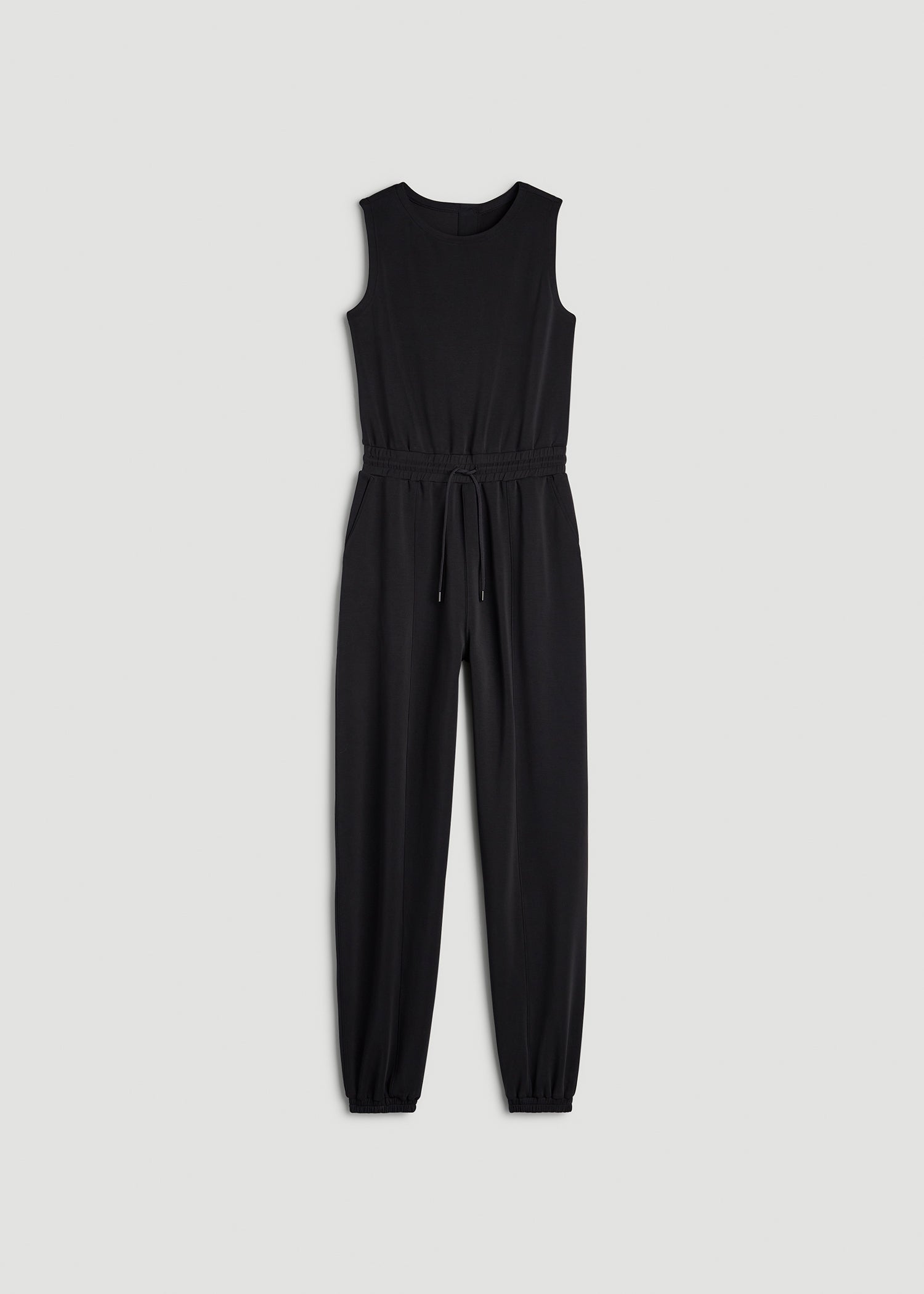 American Tall Women Soft Motion Sleeveless Sweatpant Jumpsuit for Tall Women in Black