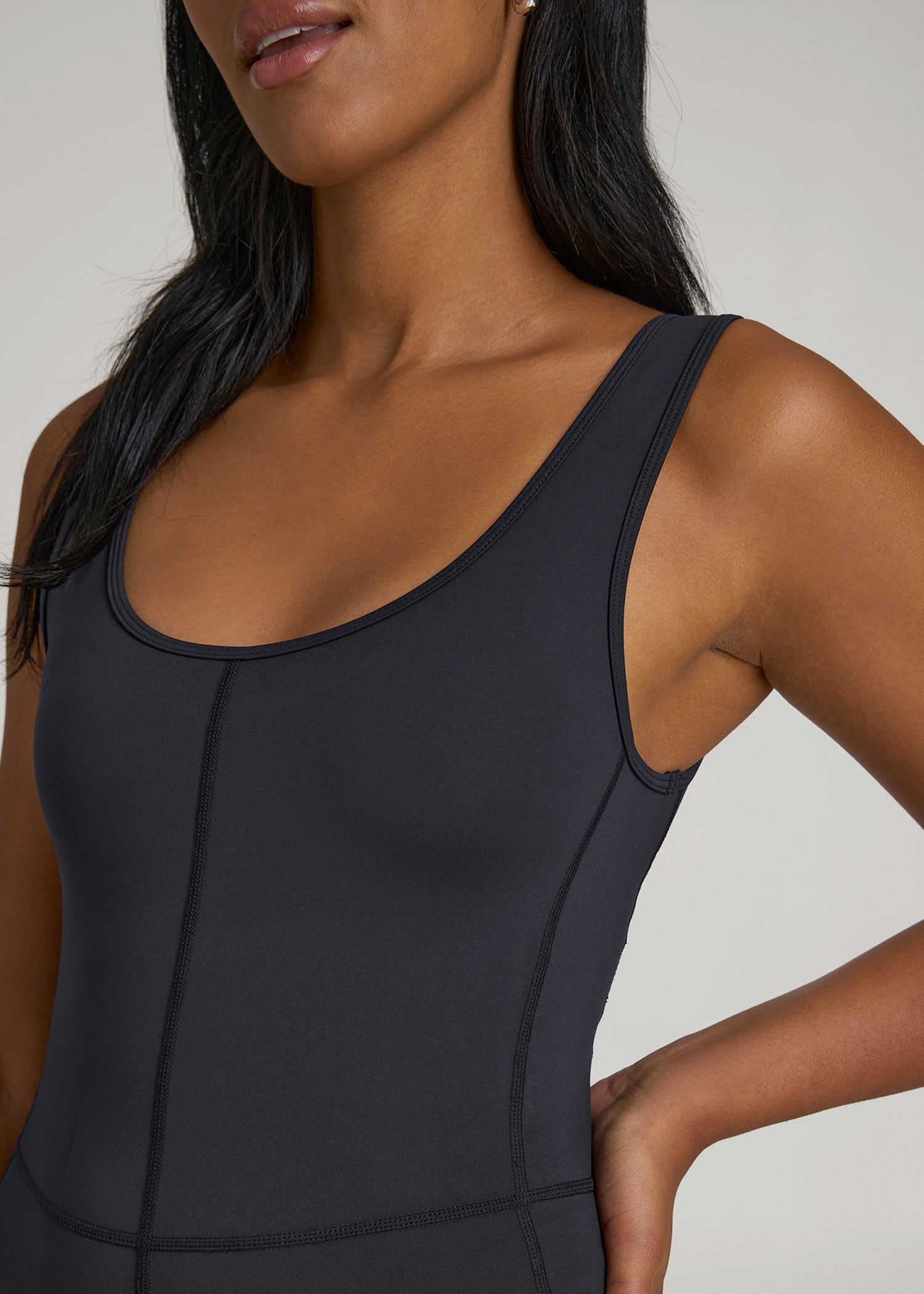 American Tall Women Balance Scoop Neck Jumpsuit for Tall Women in Black