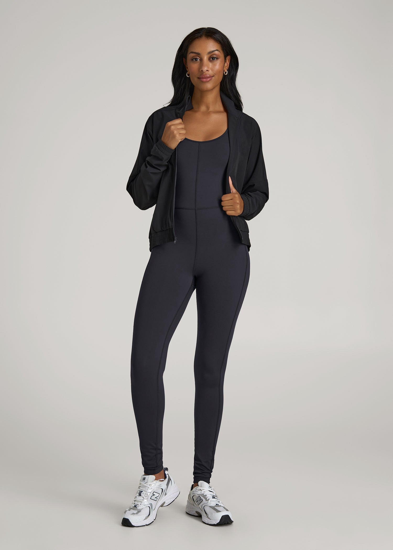 American Tall Women Balance Scoop Neck Jumpsuit for Tall Women in Black