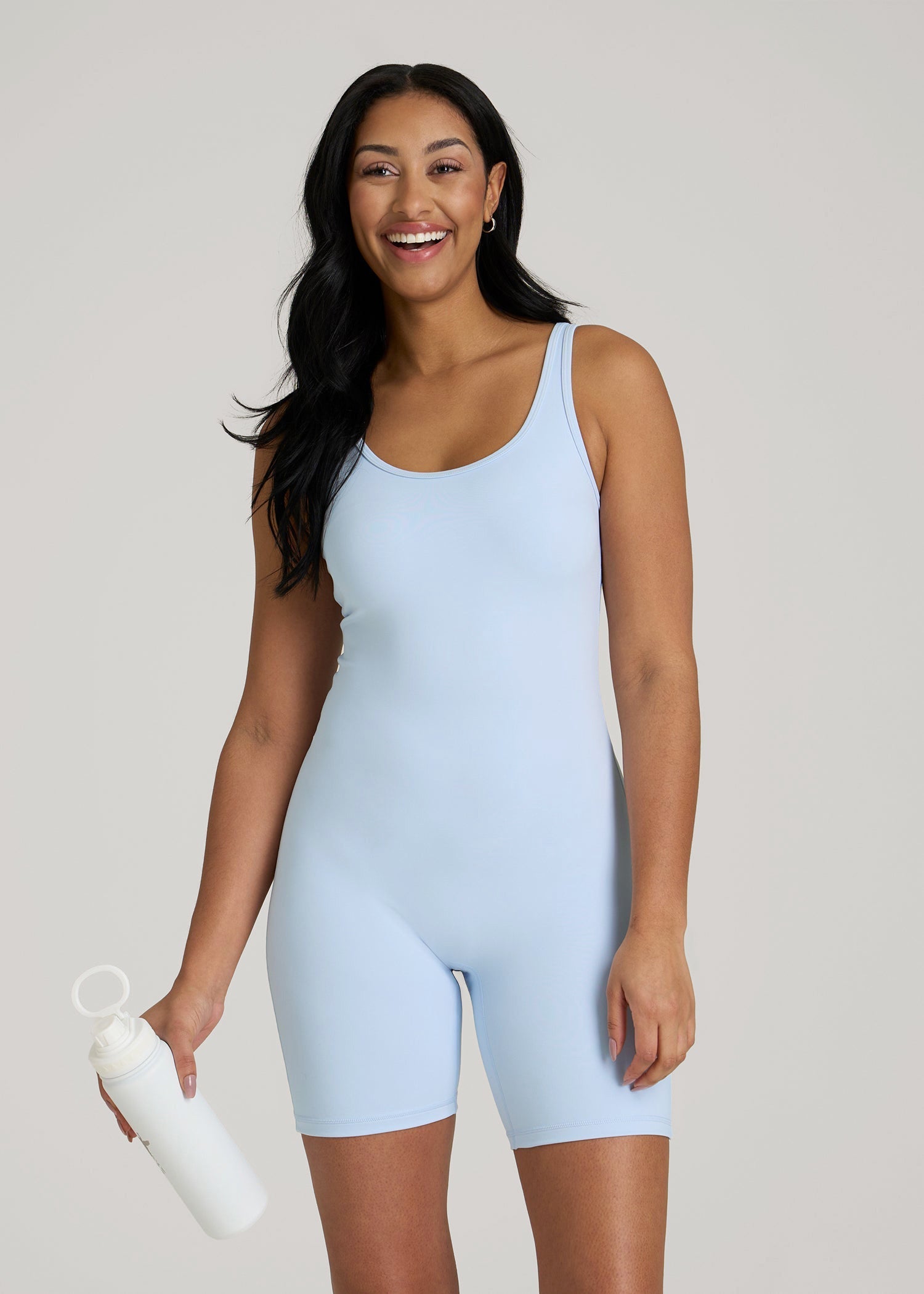 American Tall Women|Men Balance Scoopneck Romper for Tall Women in Ice Blue