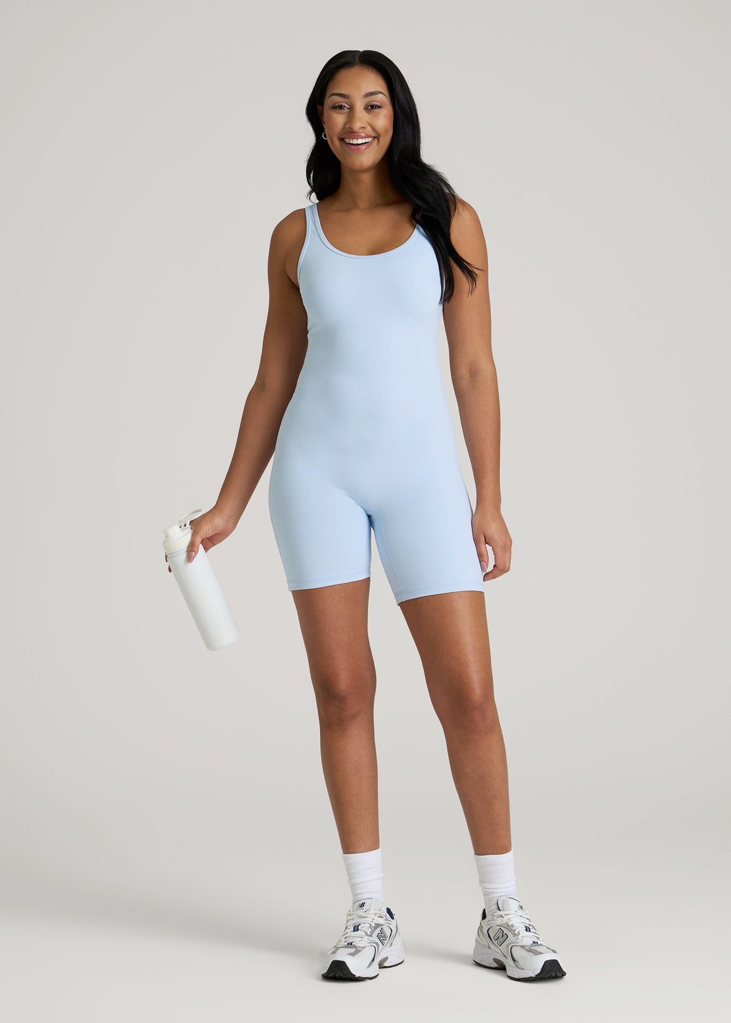 American Tall Women|Men Balance Scoopneck Romper for Tall Women in Ice Blue