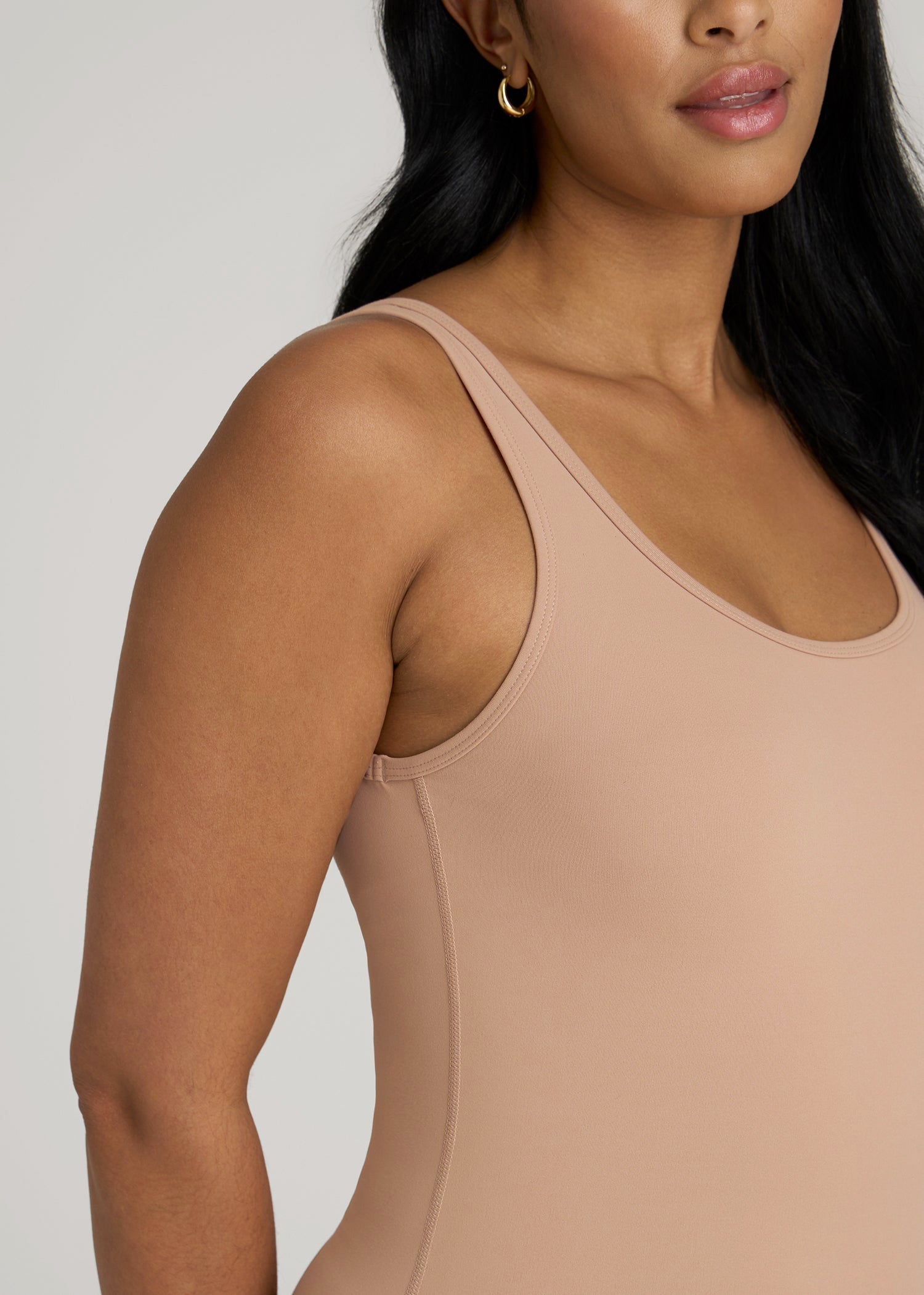 American Tall Women|Men Balance Scoopneck Romper for Tall Women in Sun Tan