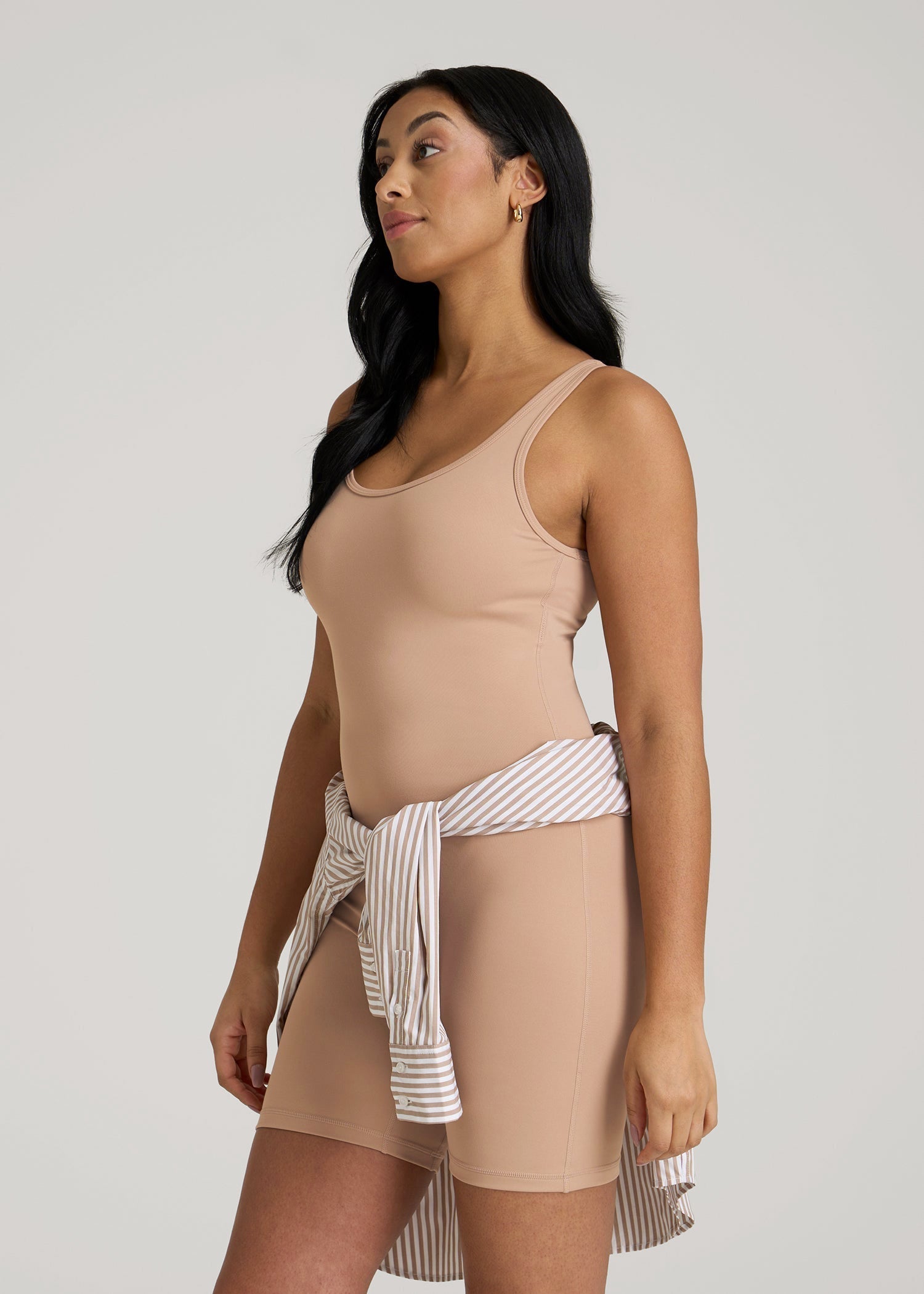 American Tall Women|Men Balance Scoopneck Romper for Tall Women in Sun Tan
