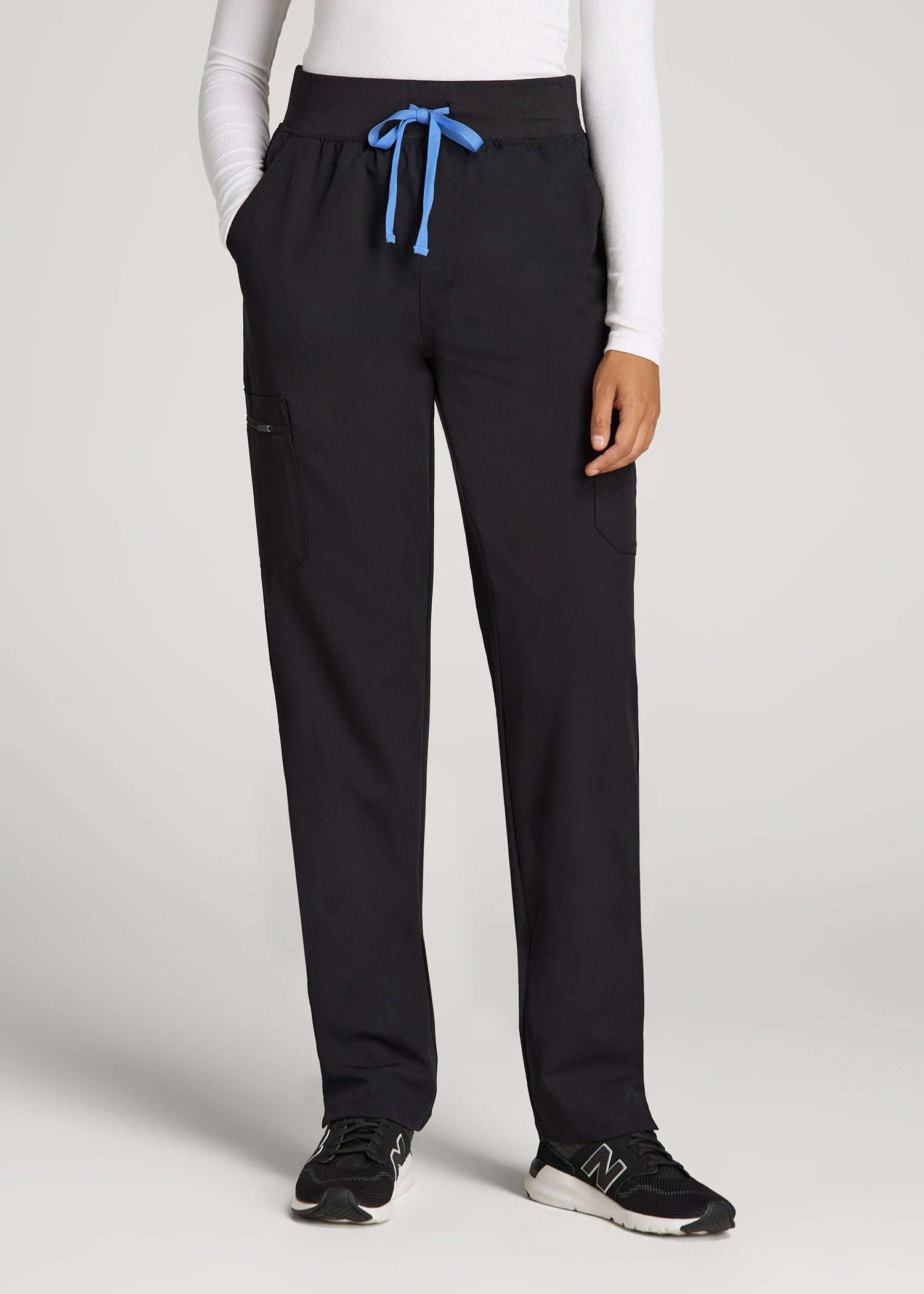 American Tall Women Cargo Scrub Pants for Tall Women in Black