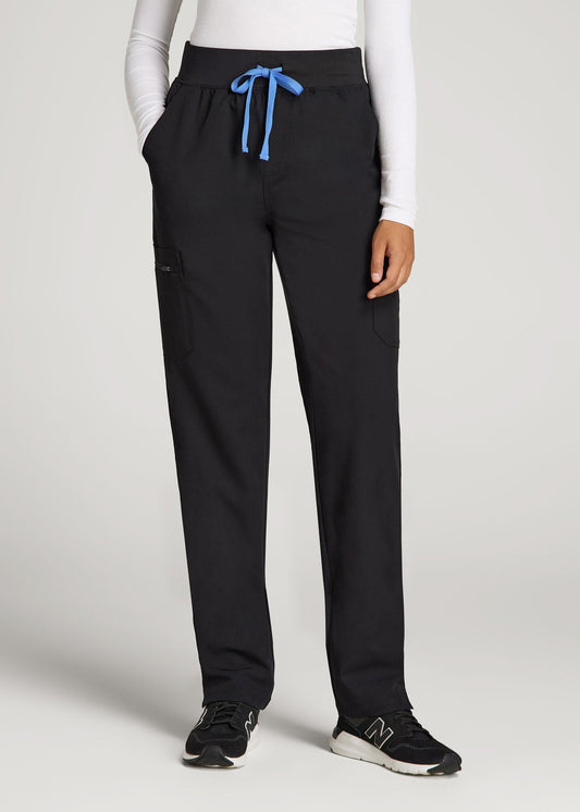 American Tall Women Cargo Scrub Pants for Tall Women in Black