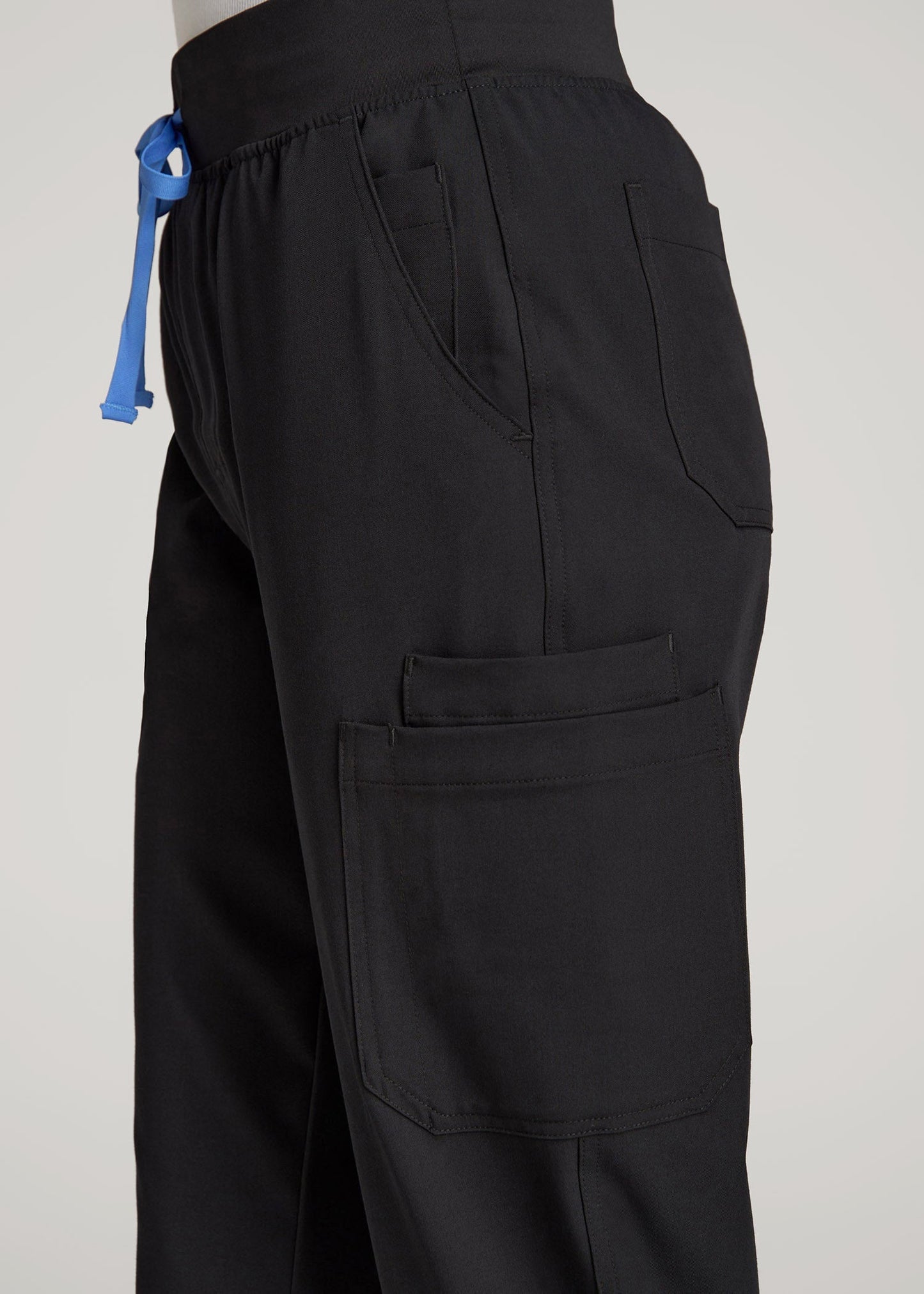 American Tall Women Cargo Scrub Pants for Tall Women in Black