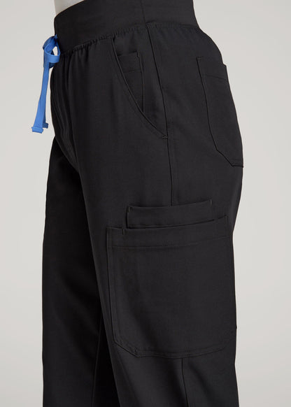 American Tall Women Cargo Scrub Pants for Tall Women in Black