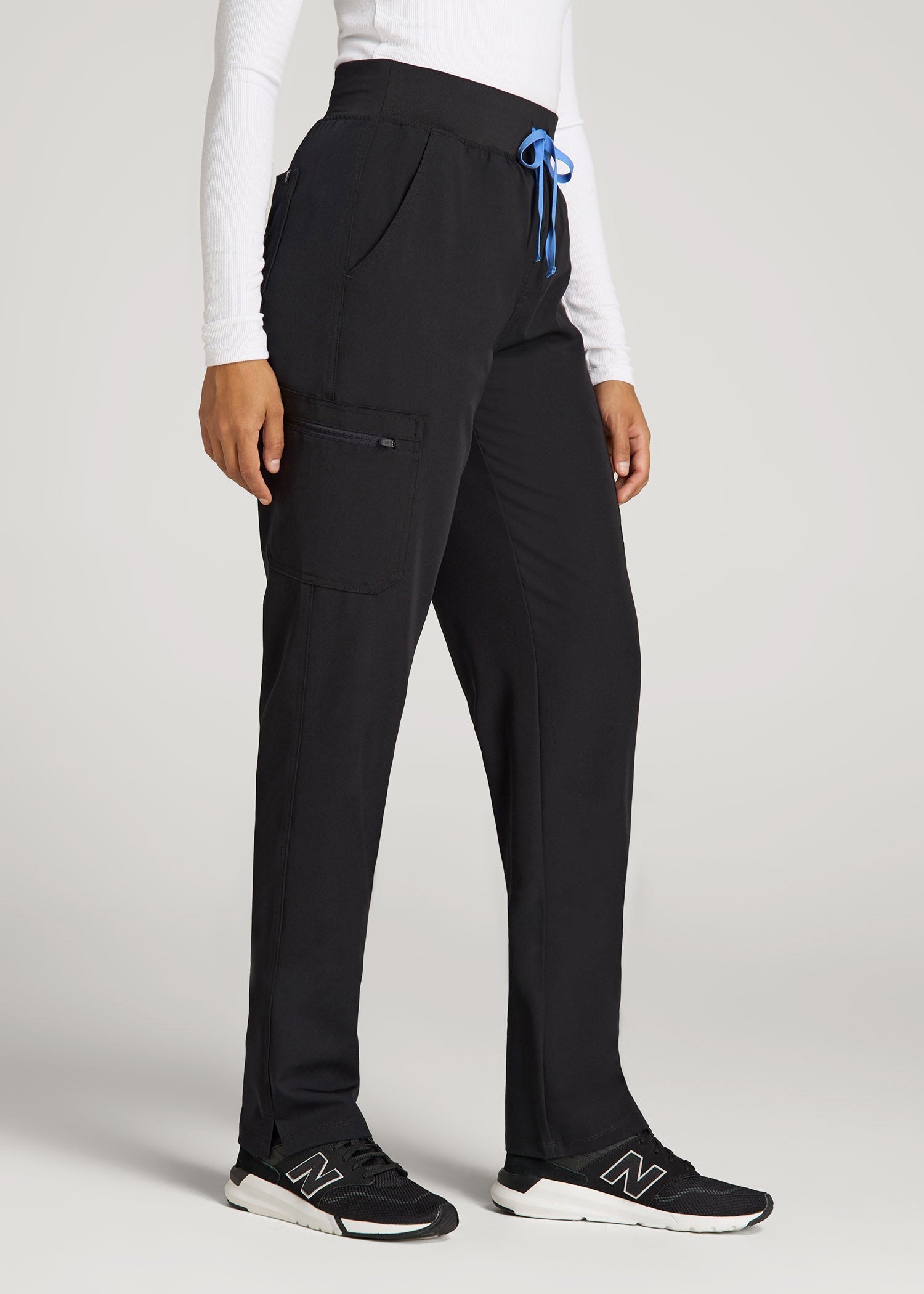 American Tall Women Cargo Scrub Pants for Tall Women in Black