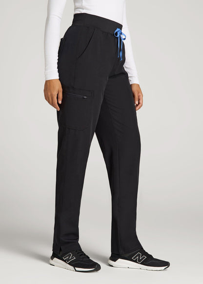 American Tall Women Cargo Scrub Pants for Tall Women in Black