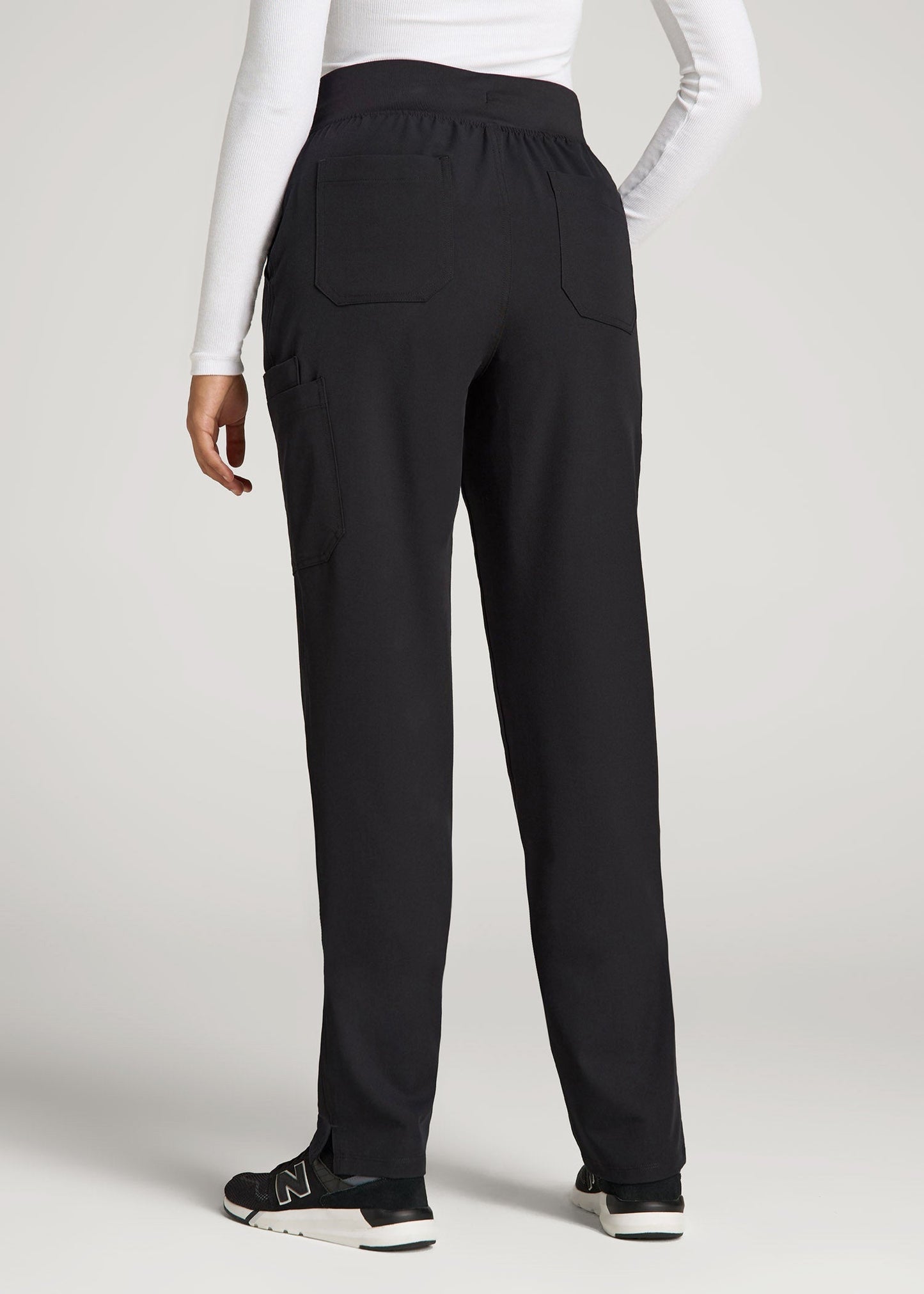 American Tall Women Cargo Scrub Pants for Tall Women in Black