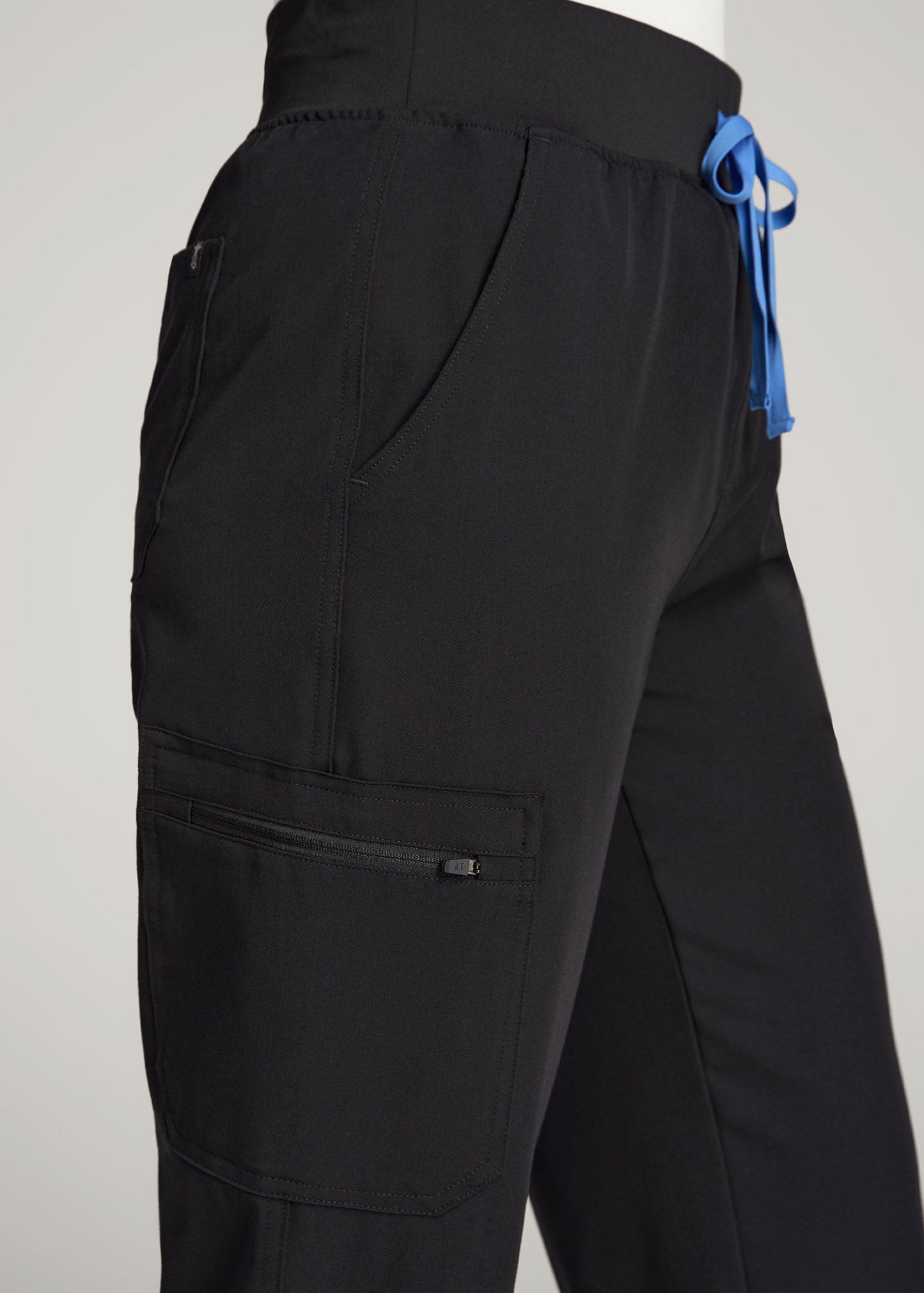 American Tall Women Cargo Scrub Pants for Tall Women in Black