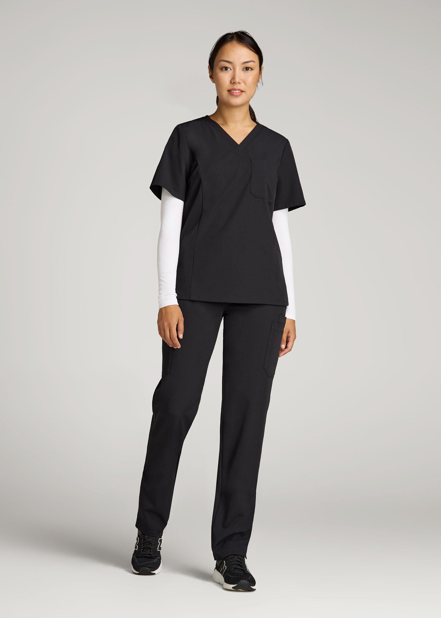 American Tall Women Cargo Scrub Pants for Tall Women in Black