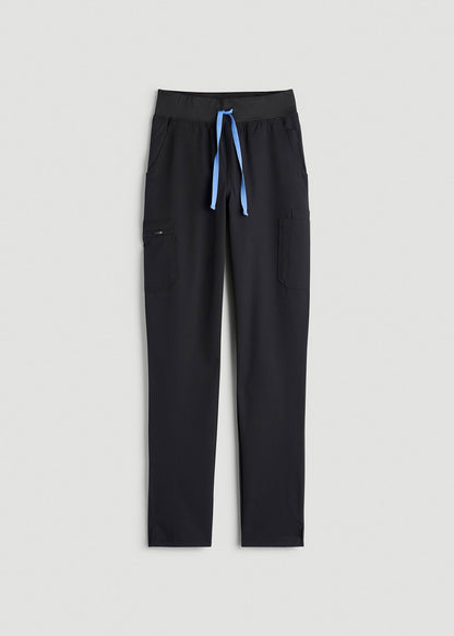 American Tall Women Cargo Scrub Pants for Tall Women in Black