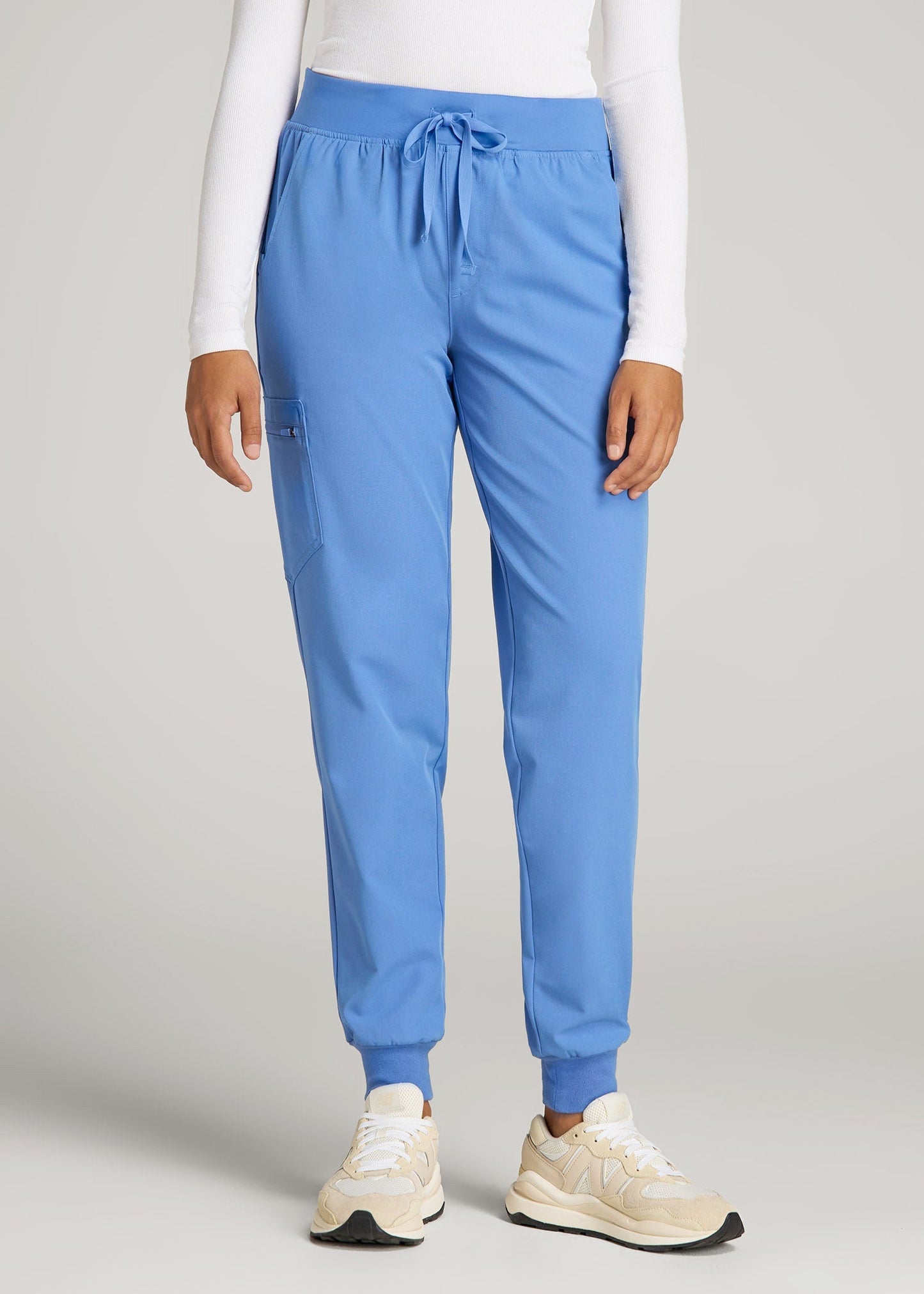 American Tall Women|Men Scrub Joggers for Tall Women in Deep Sky Blue
