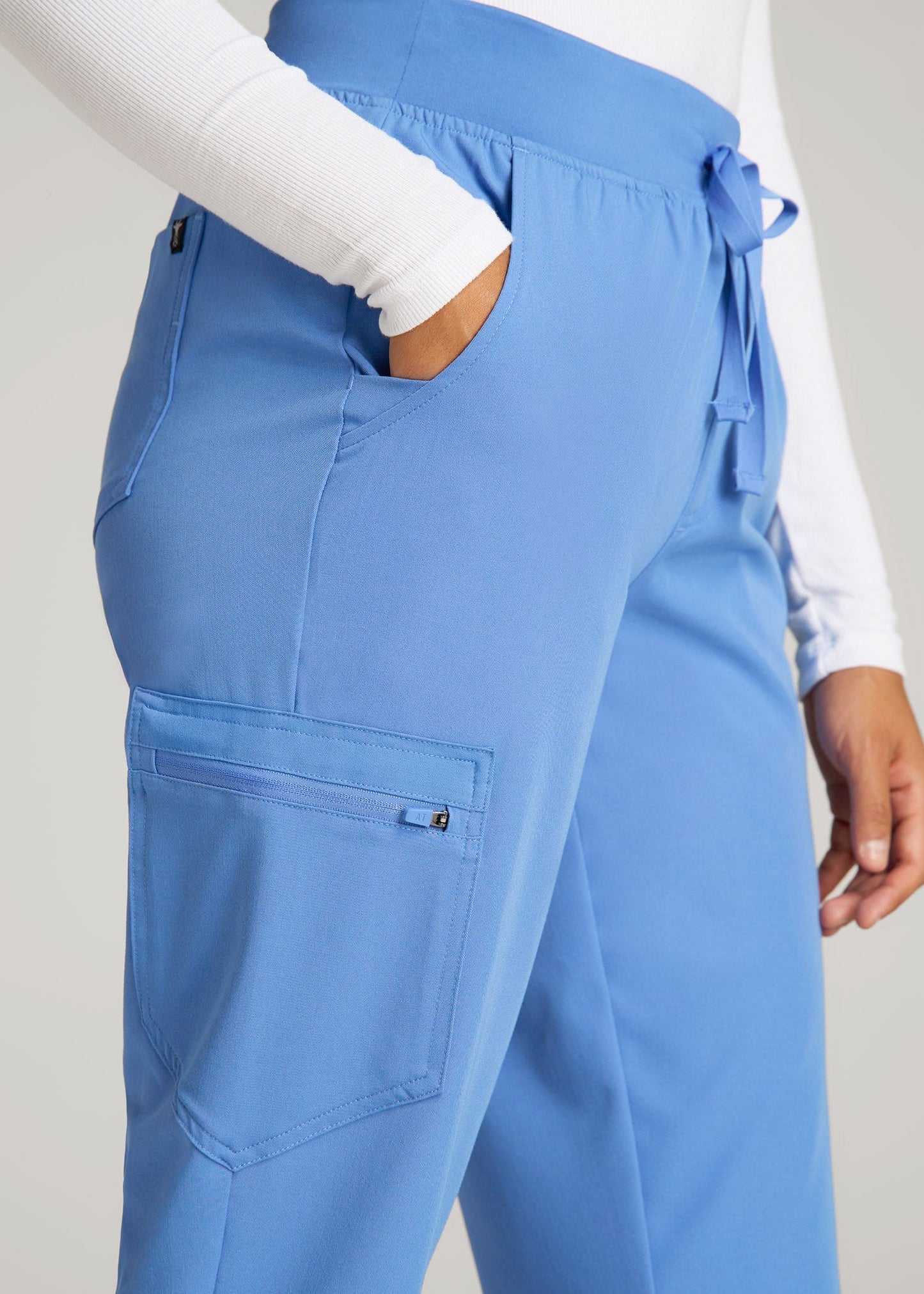 American Tall Women|Men Scrub Joggers for Tall Women in Deep Sky Blue