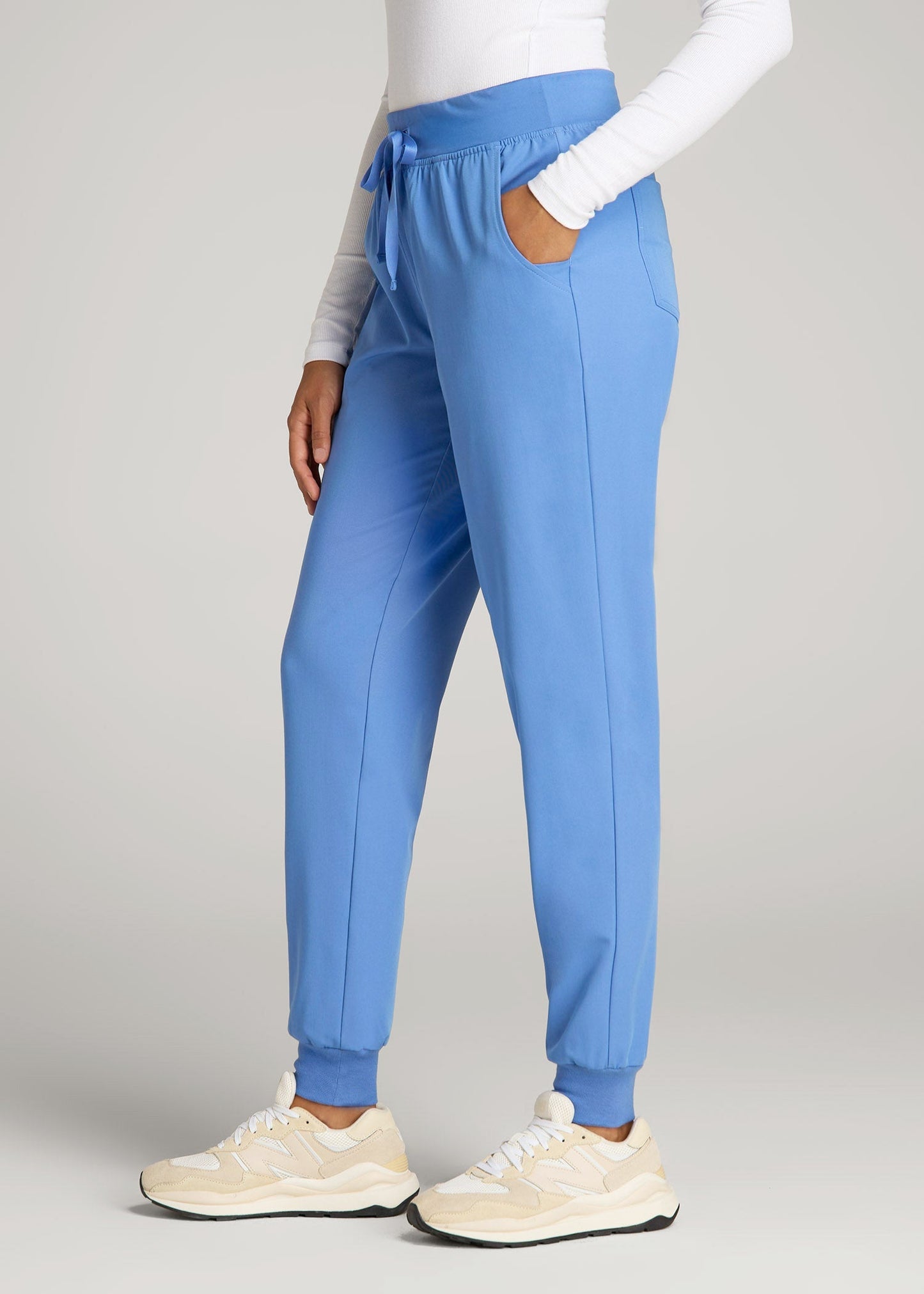 American Tall Women|Men Scrub Joggers for Tall Women in Deep Sky Blue