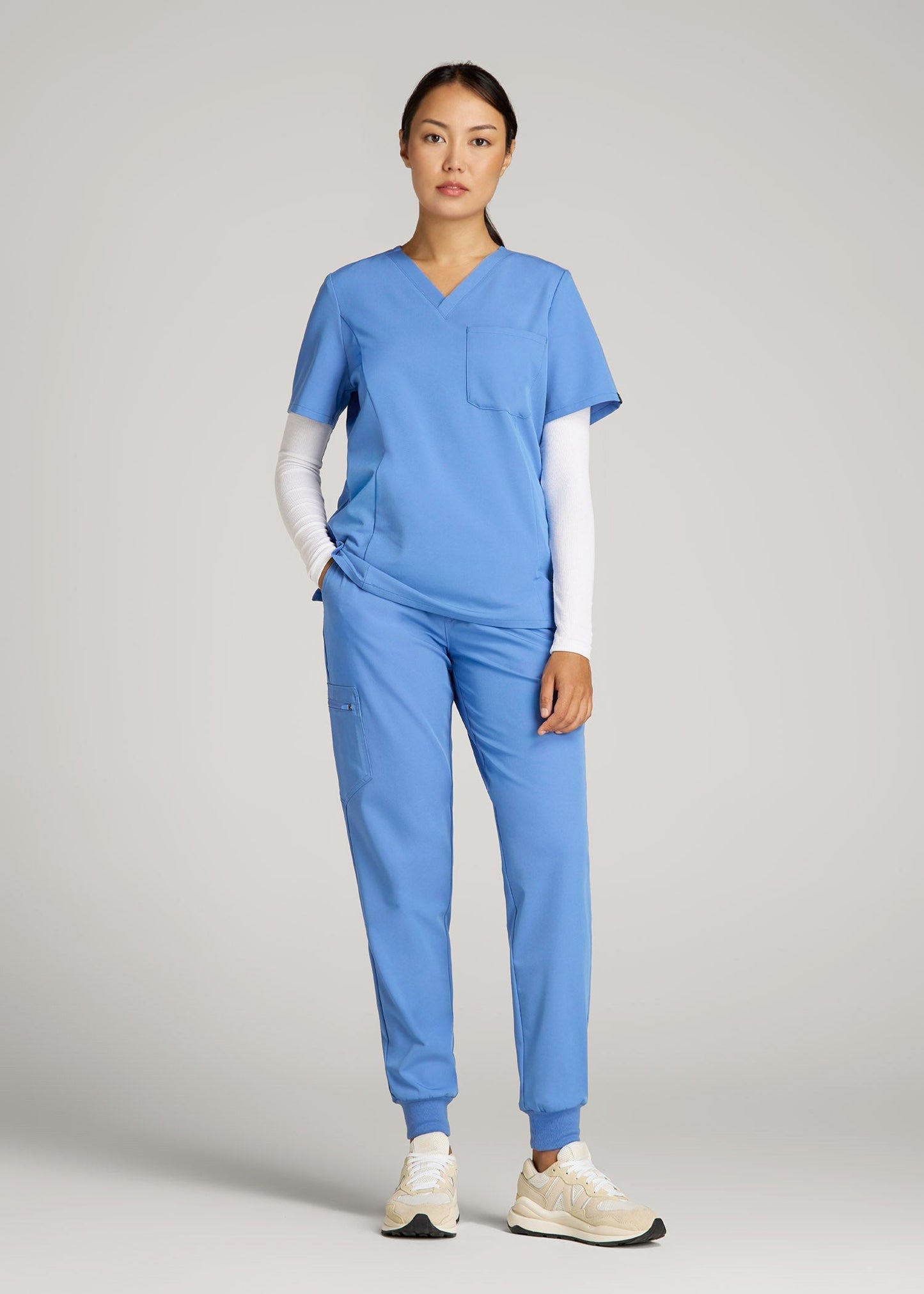 American Tall Women|Men Scrub Joggers for Tall Women in Deep Sky Blue