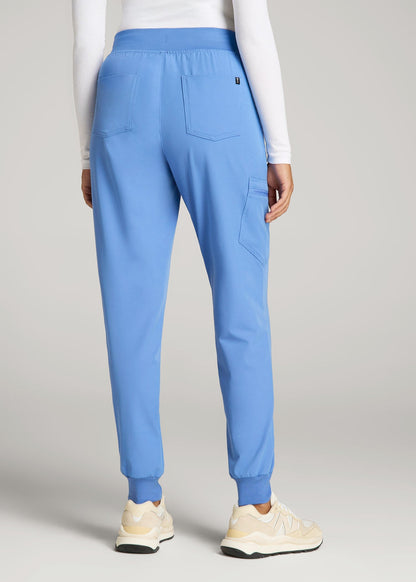 American Tall Women|Men Scrub Joggers for Tall Women in Deep Sky Blue