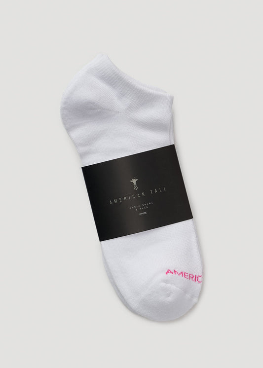 American Tall Women Ankle Socks (X-Large Size: 10-13) for Tall Women in White