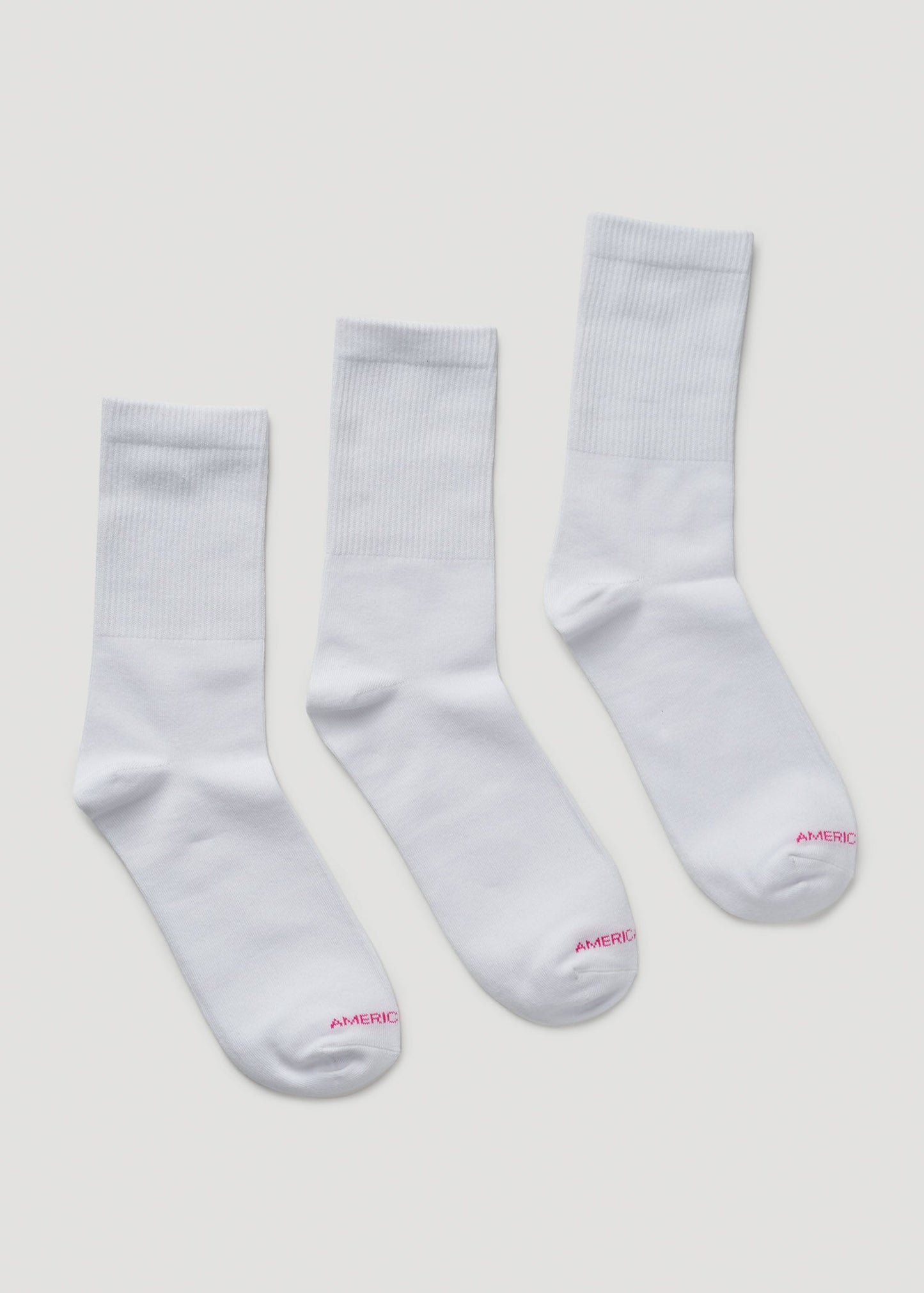 American Tall Women Mid Crew Socks (X-Large Size: 10-13) for Tall Women in White