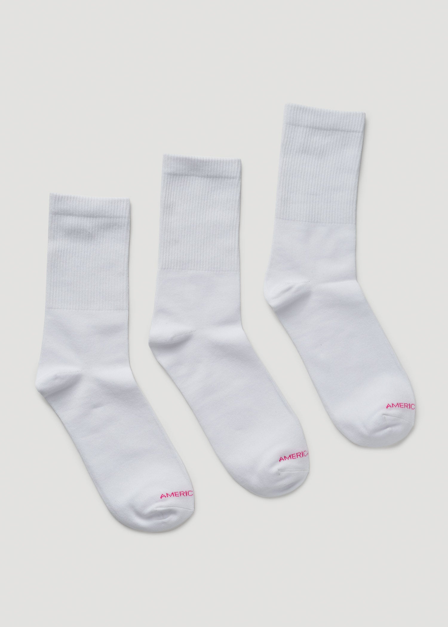 American Tall Women Mid Crew Socks (X-Large Size: 10-13) for Tall Women in White