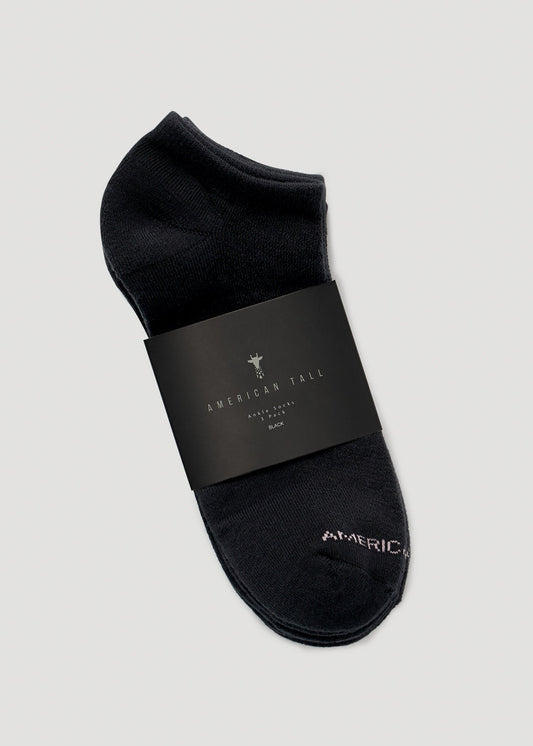 American Tall Women Ankle Socks (X-Large Size: 10-13) for Tall Women in Black