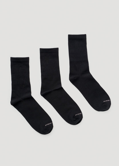 American Tall Women Mid Crew Socks (X-Large Size: 10-13) for Tall Women in Black